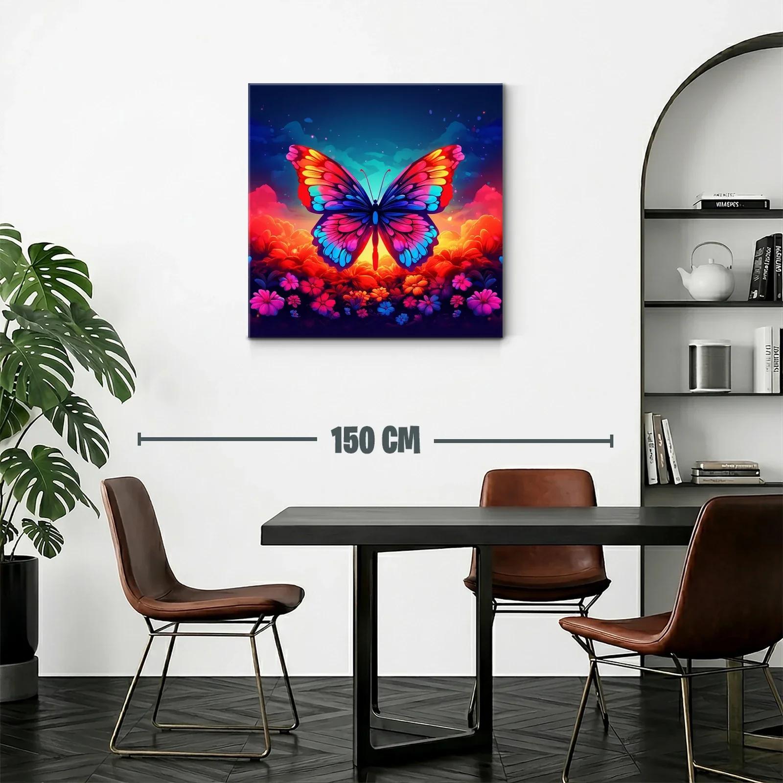 Mariposa vibrante sobre fondo floral al atardecer — miniatura 2