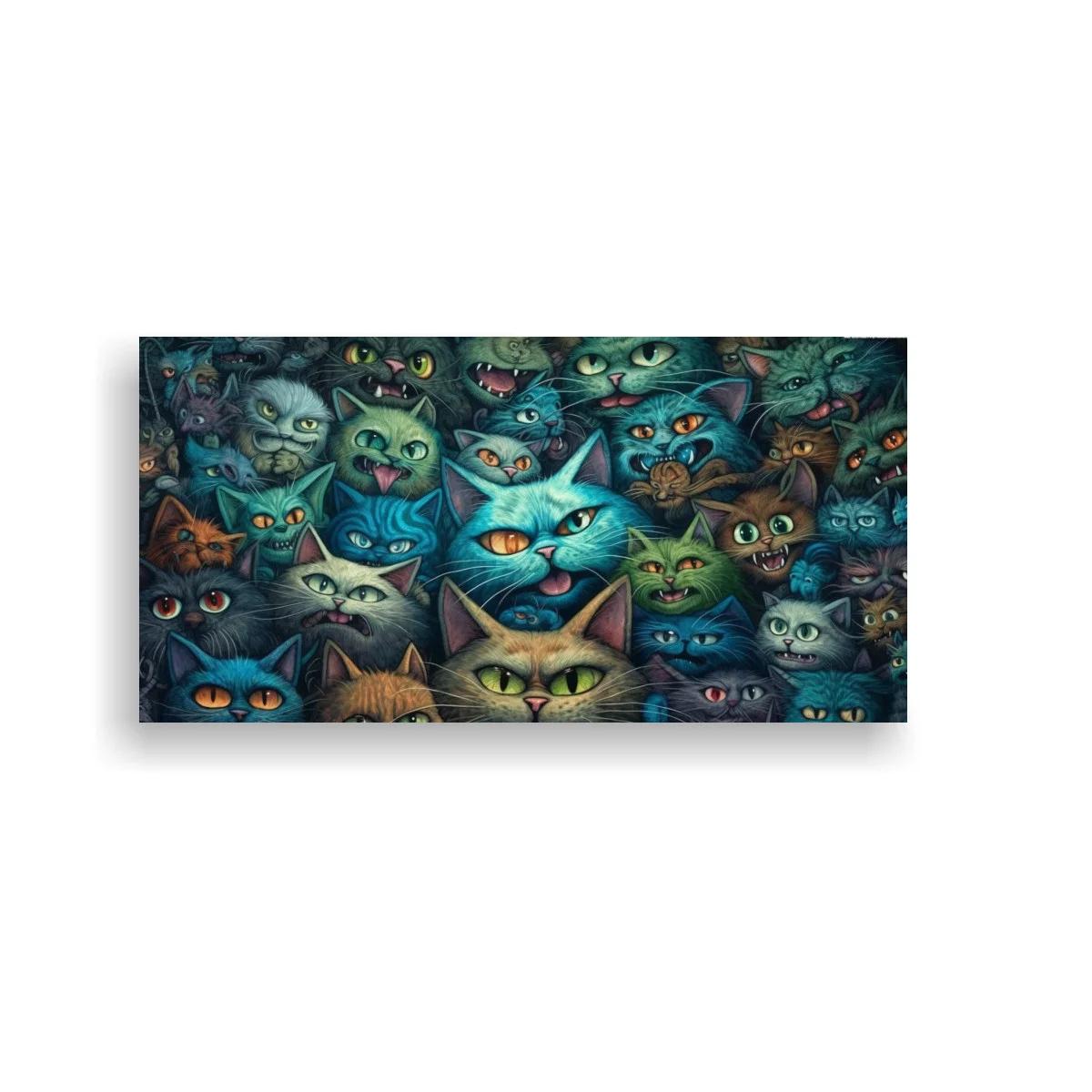 Cuadro grupo de gatos de ojos grandes en multitud — imagen principal