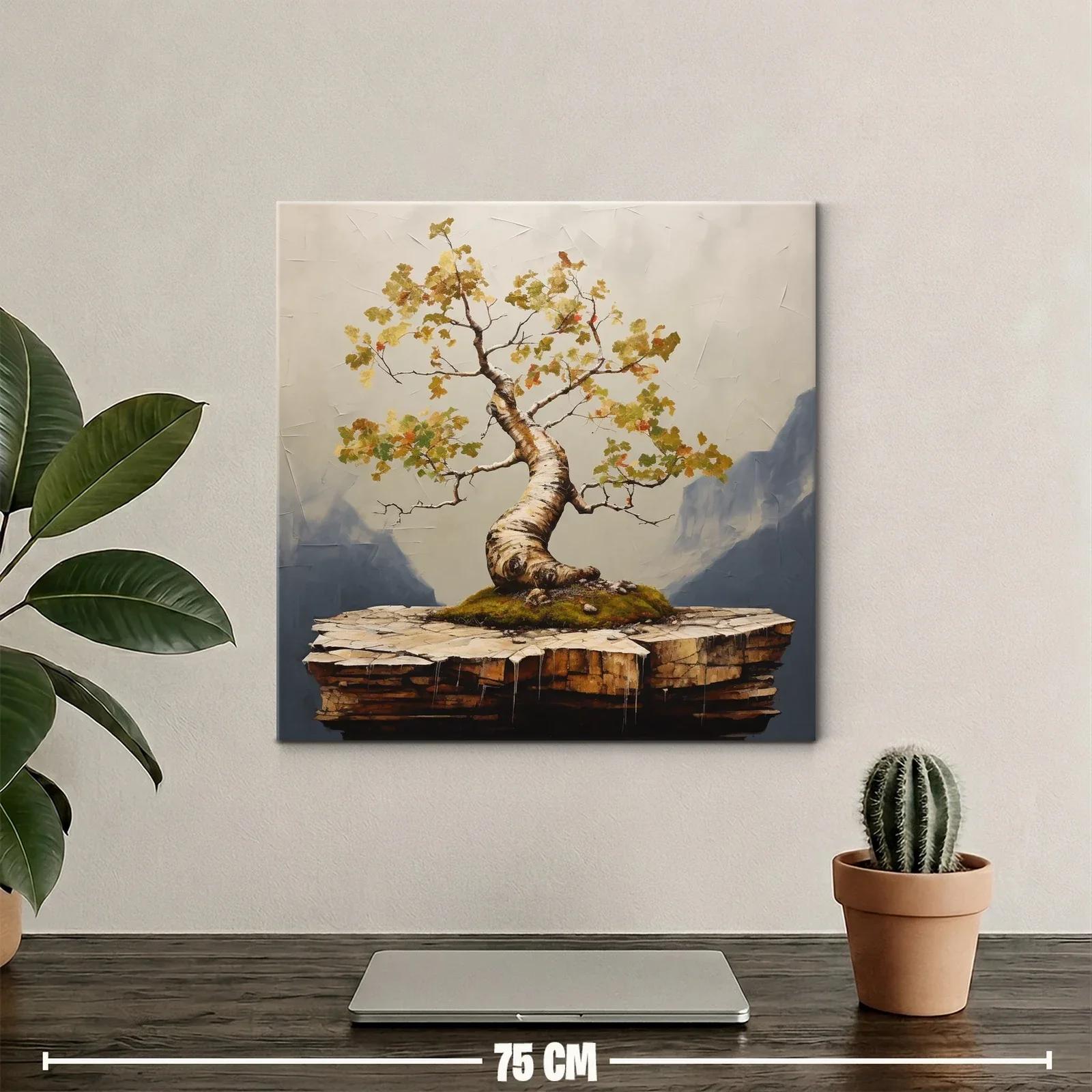 Árbol Torsionado en Isla Rocosa con Hojas Otoñales — miniatura 2