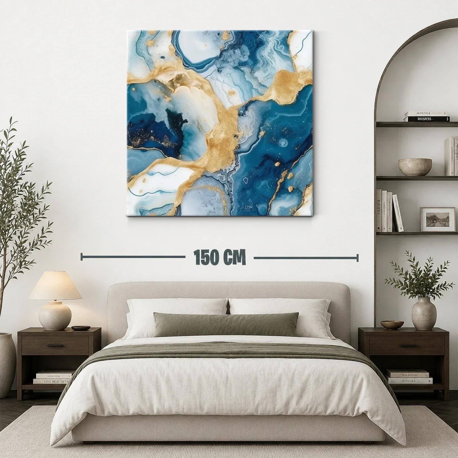 Arte abstracto con tonos azules y dorados elegantes — miniatura 3