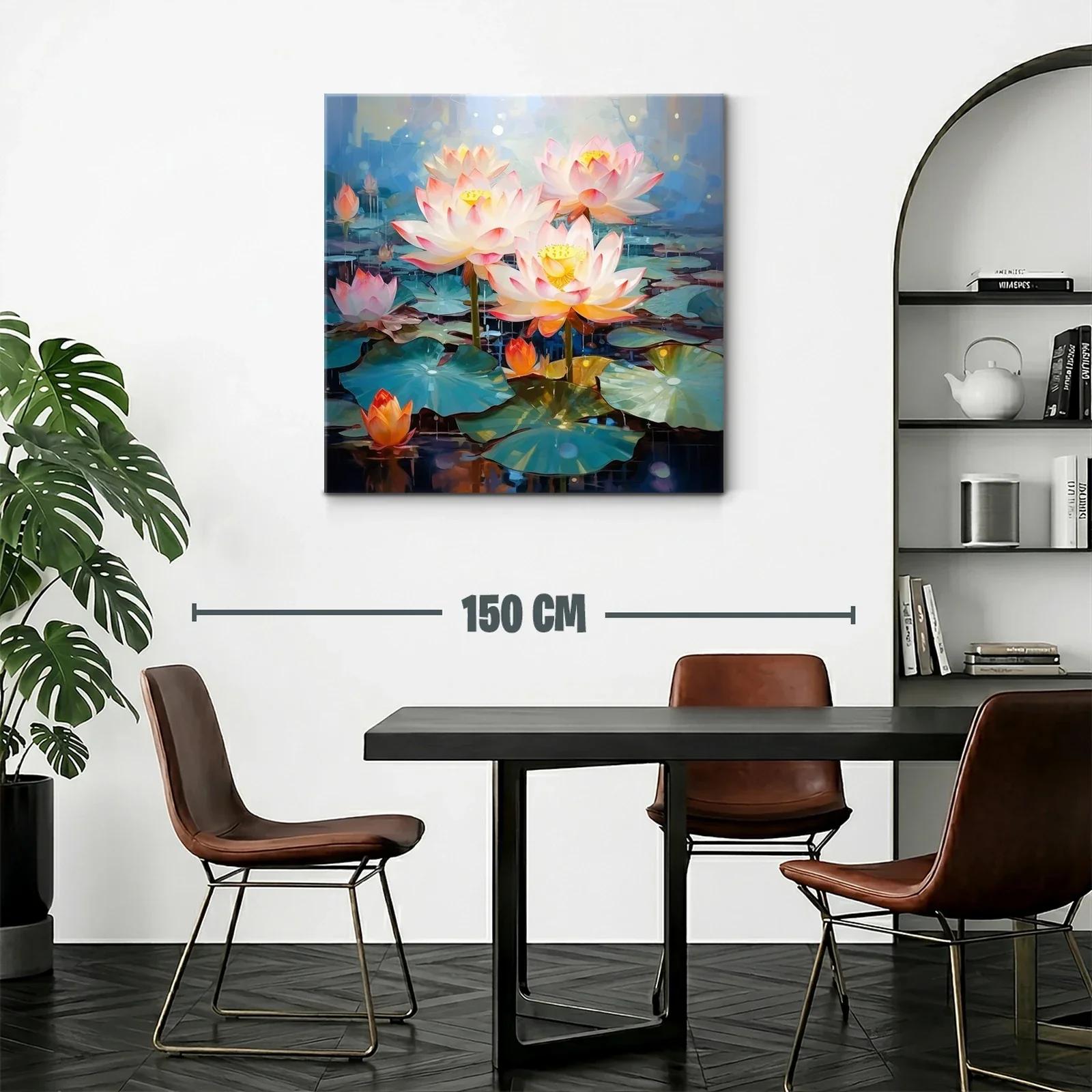 Flor de loto iluminada en estanque azul sereno — miniatura 2