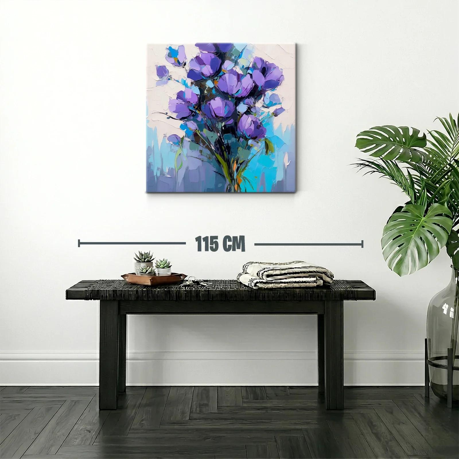Ramo de flores violetas con fondo en tonos azules y blancos — miniatura 2