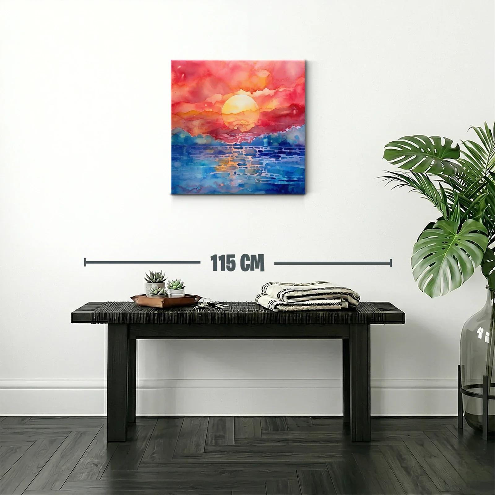 Atardecer vibrante con cielo anaranjado y mar azul — miniatura 2