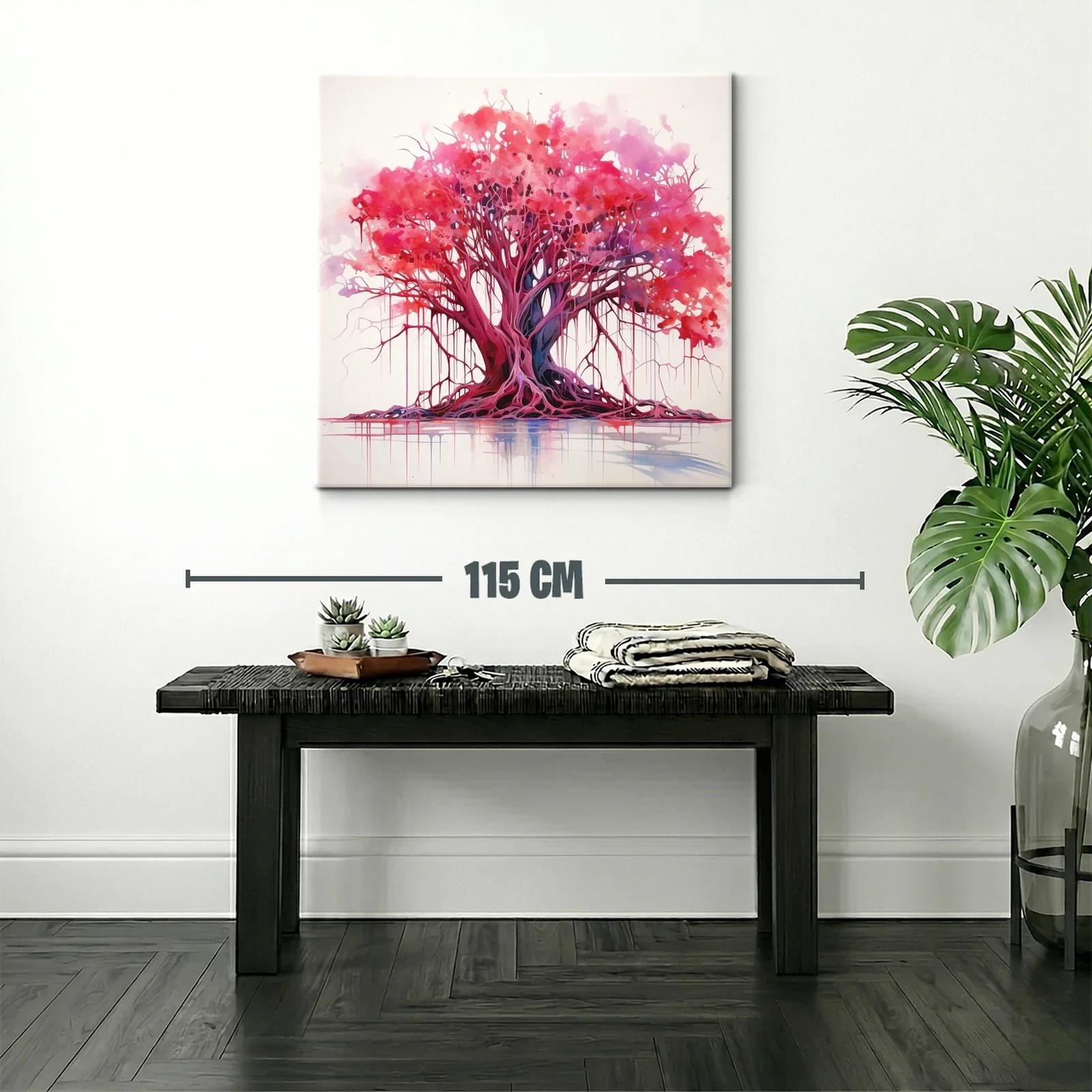 Árbol vibrante con tonos rojos y morados en composición fluida — miniatura 2