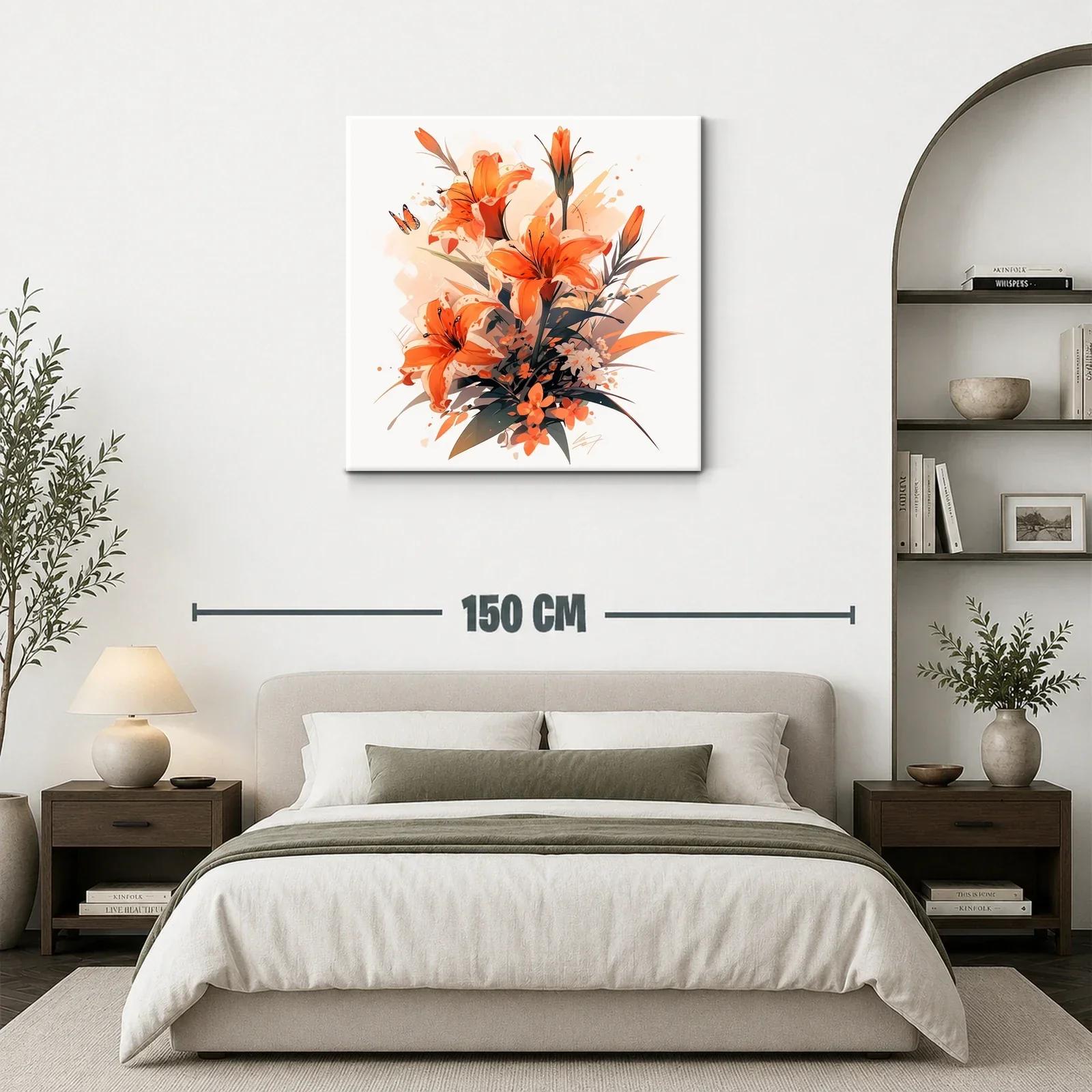Ramo vibrante con lirios naranjas y mariposa delicada — miniatura 3