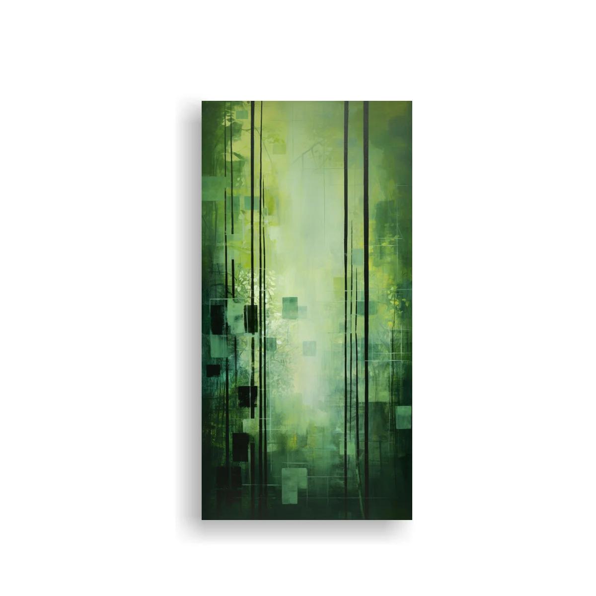 Cuadro abstracción geométrica verde con luz suave — imagen principal