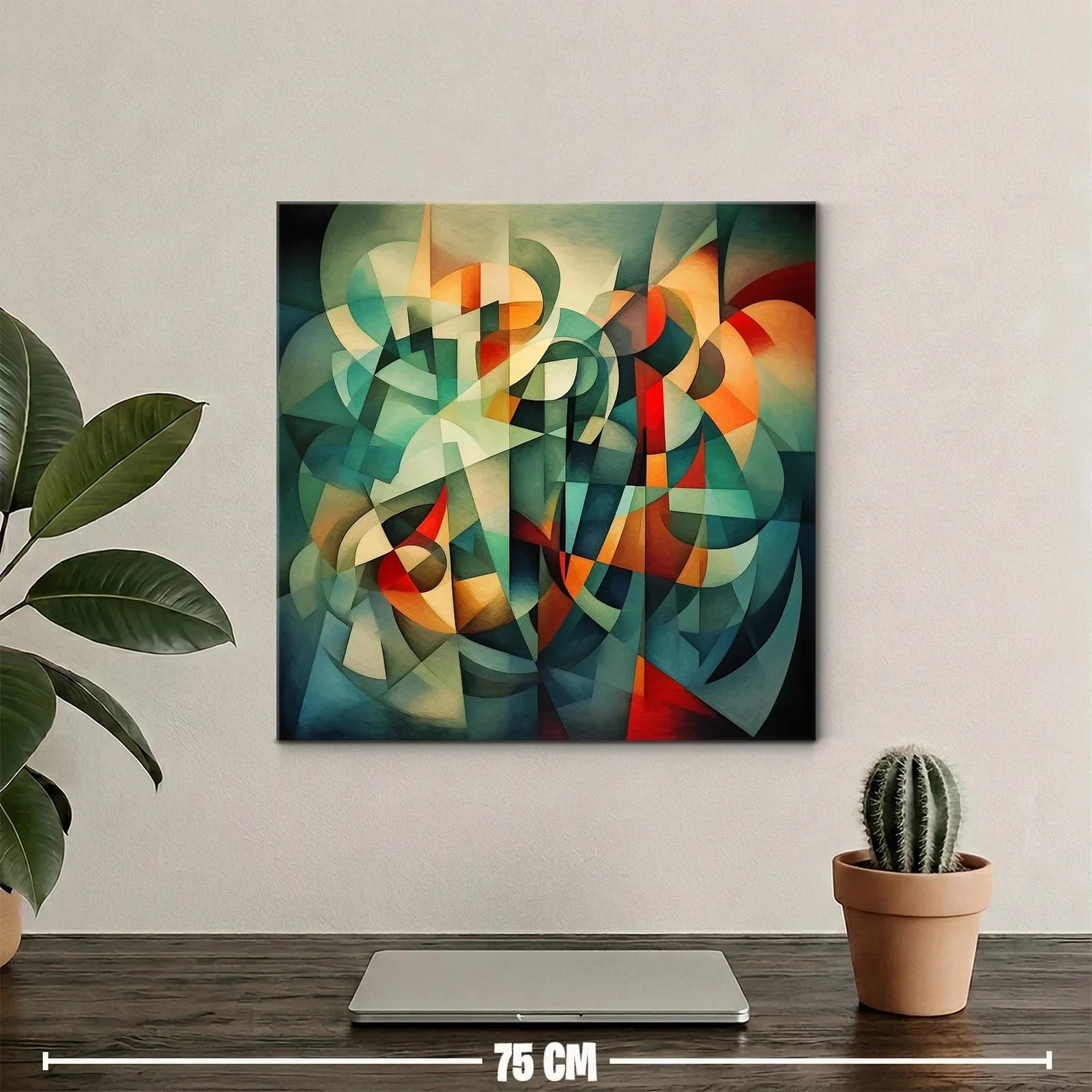 Cuadro abstracto con formas geométricas y tonos vibrantes — miniatura 2