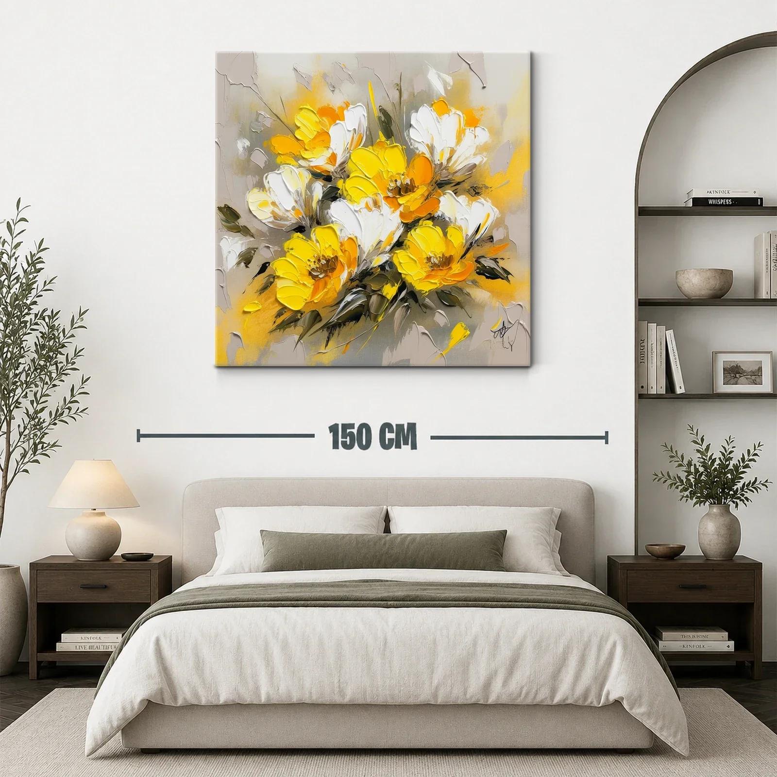 Flores vibrantes en tonos amarillos y blancos con fondo neutro — miniatura 3