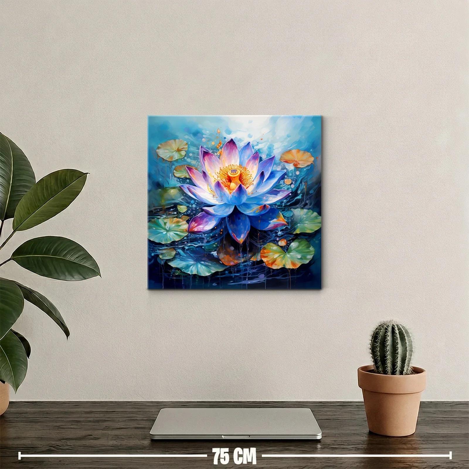 Flor de loto vibrante con hojas verdes y fondo acuático — miniatura 2