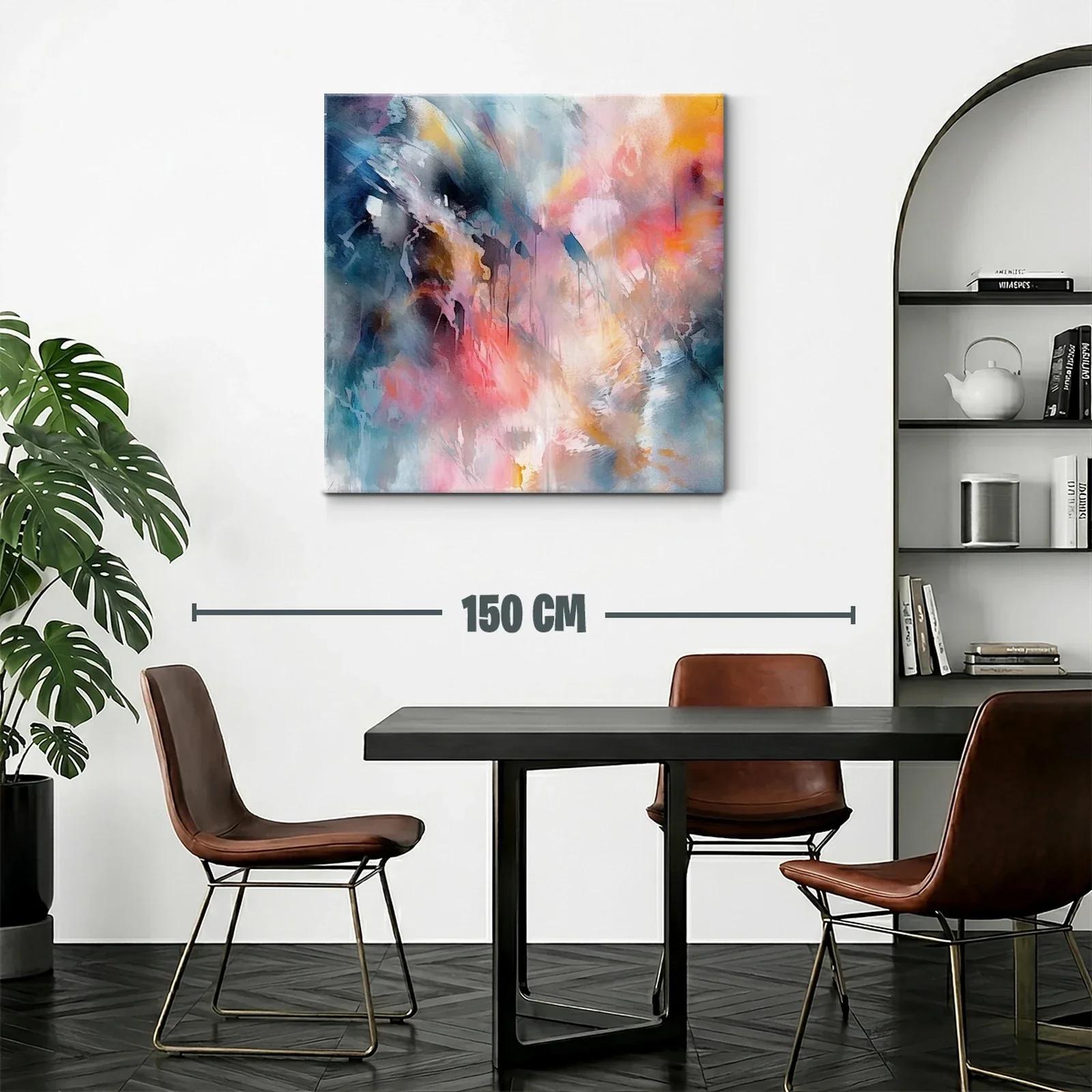 Cuadro abstracto con tonos cálidos y fríos vibrantes — miniatura 2