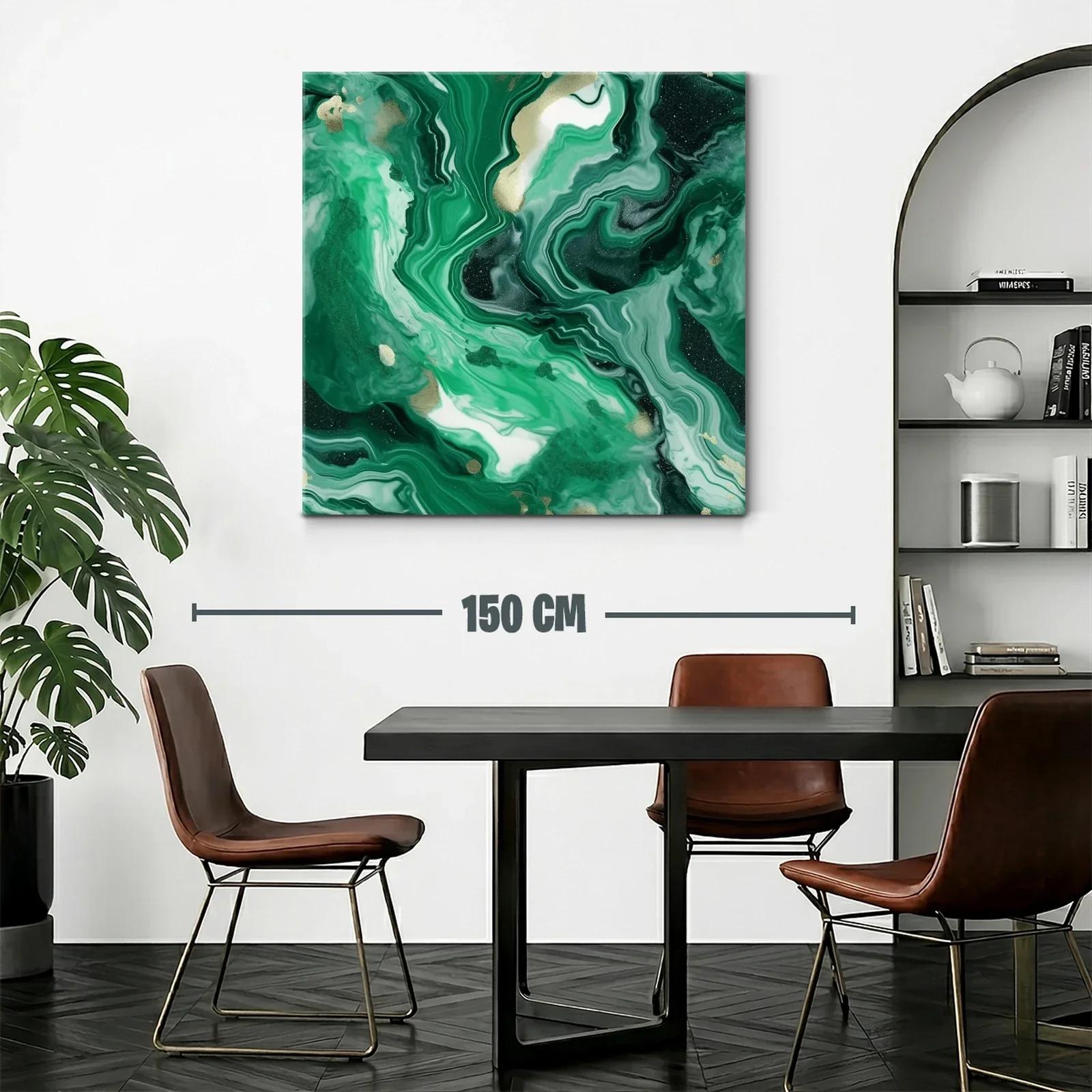 Arte abstracto con tonos verdes y detalles dorados — miniatura 2