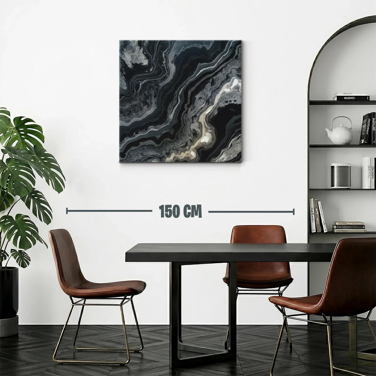 Cuadro abstracto en tonos grises y negros con toques beige — miniatura 2