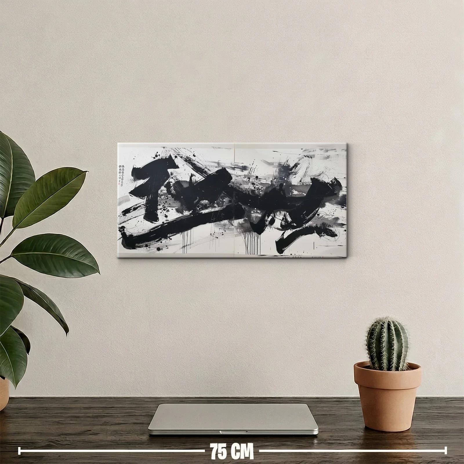 Cuadro pinceladas abstractas negras con trazos gestuales — miniatura 2