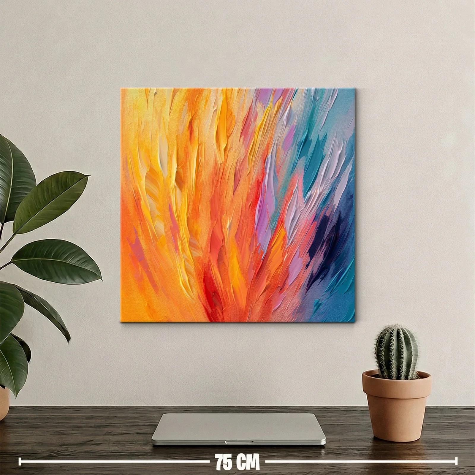 Cuadro abstracto en vibrantes tonos cálidos y fríos — miniatura 2