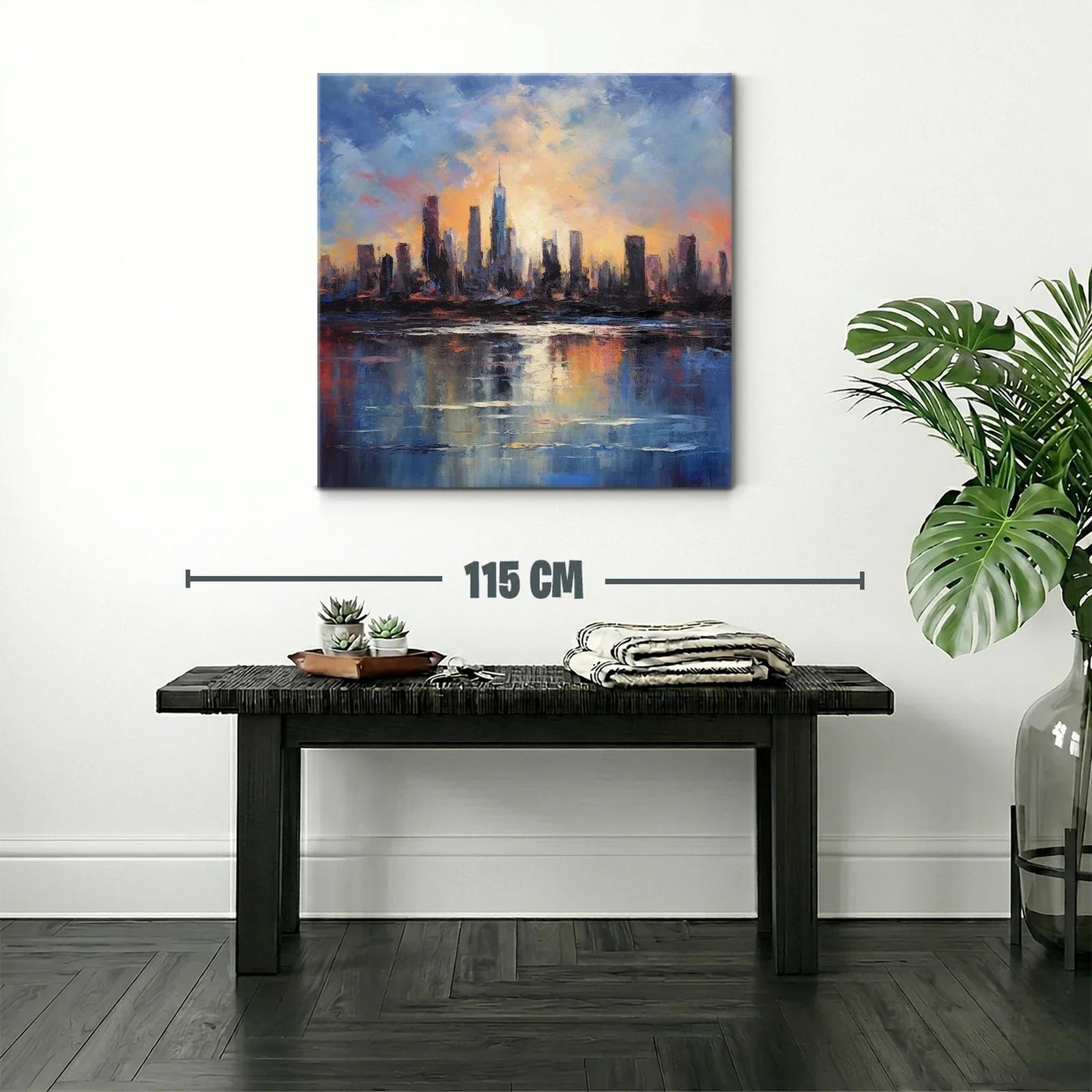 Atardecer urbano con reflejos impresionistas vibrantes — miniatura 2
