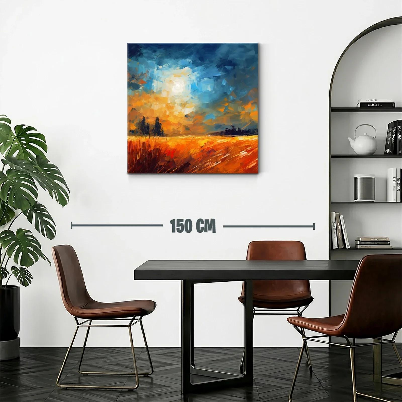 Paisaje abstracto de campo dorado al atardecer — miniatura 2