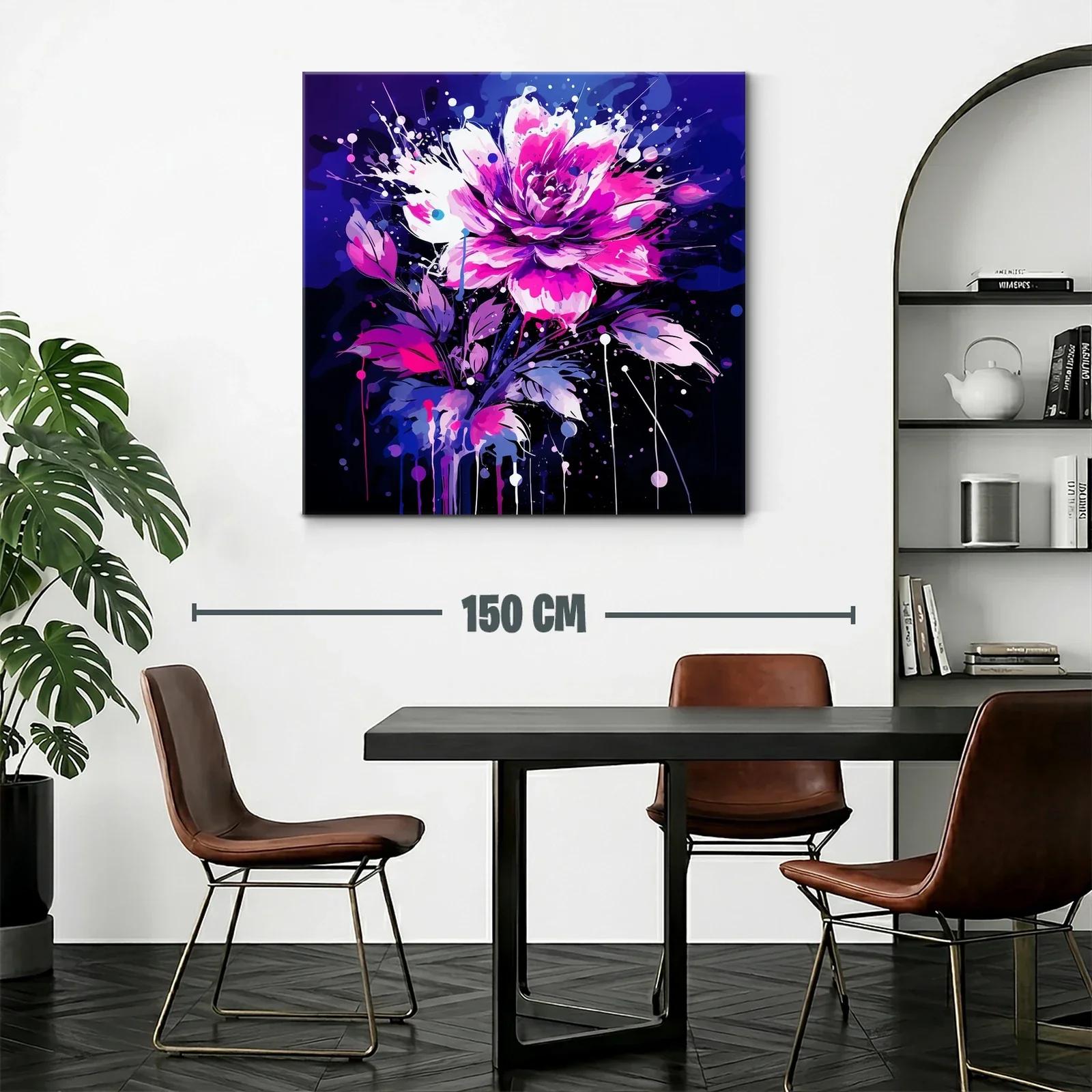 Cuadro de flor vibrante con tonos fucsia y azul marino — miniatura 2