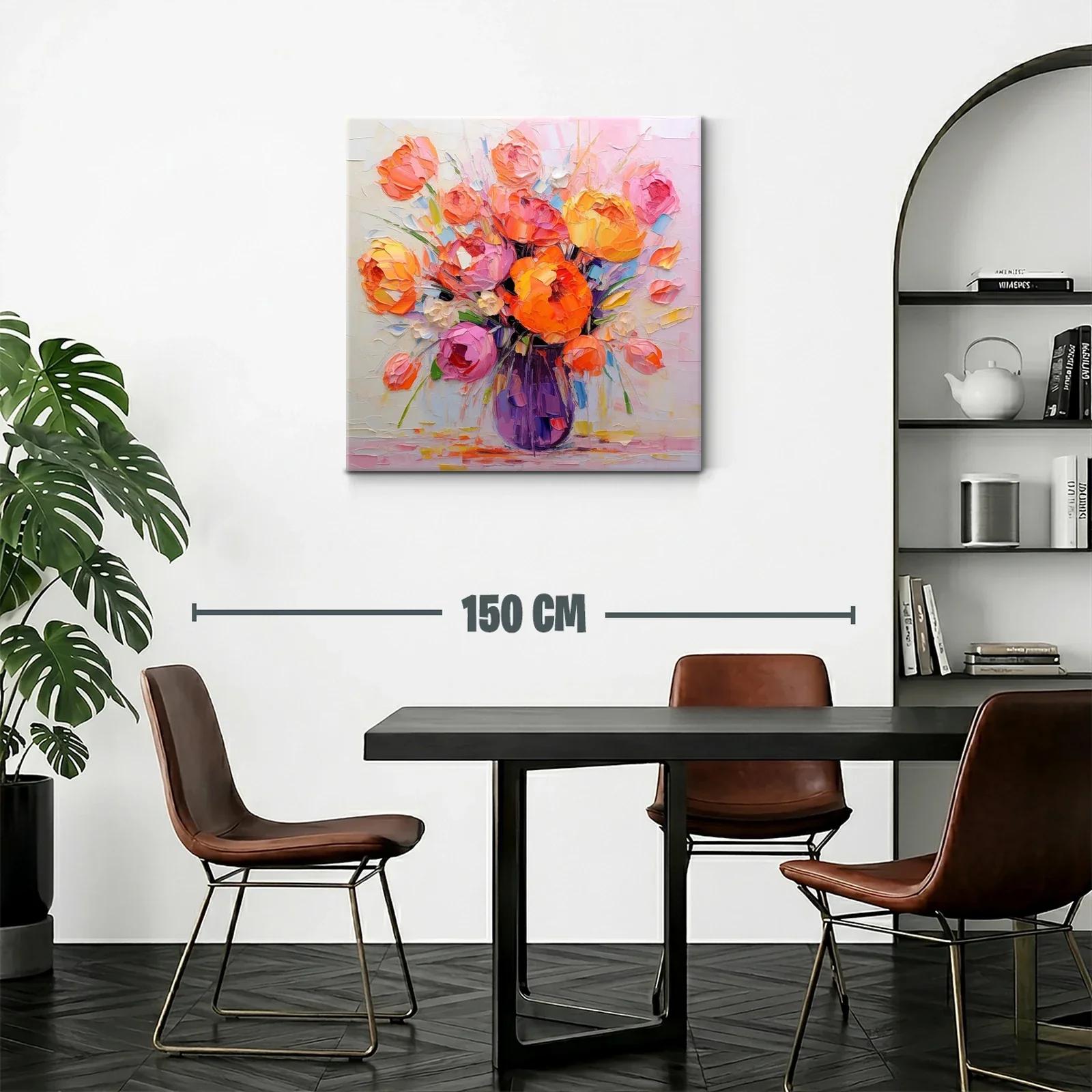 Cuadro vibrante con ramo de flores en tonos cálidos y pastel — miniatura 2