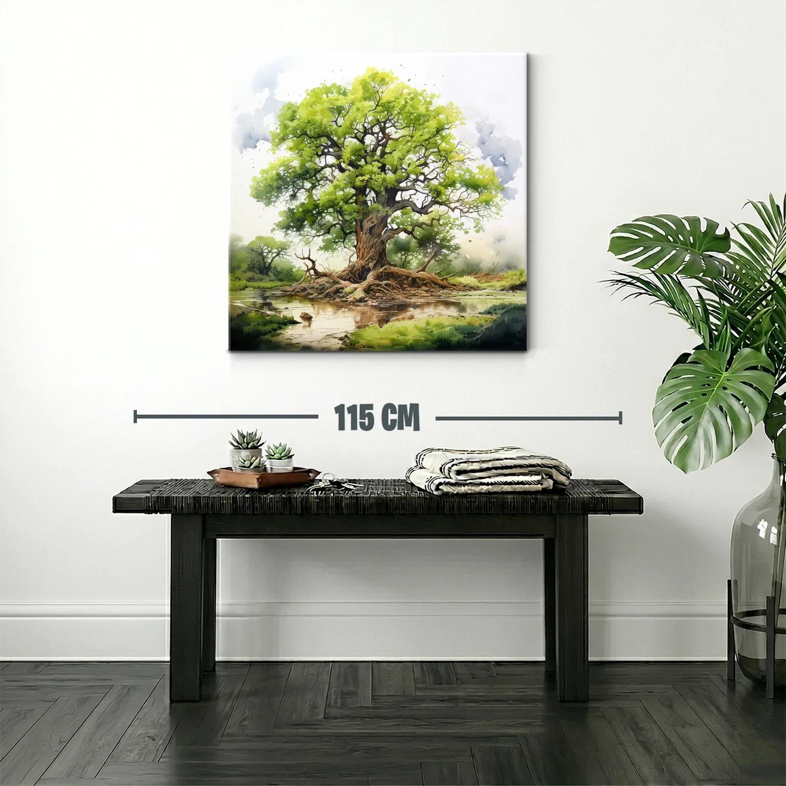 Majestuoso árbol junto a un tranquilo río en paisaje natural — miniatura 2