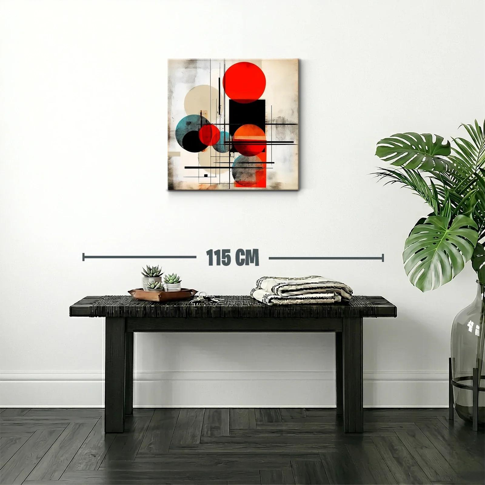 Composición geométrica con círculos rojo y azul vibrante — miniatura 2