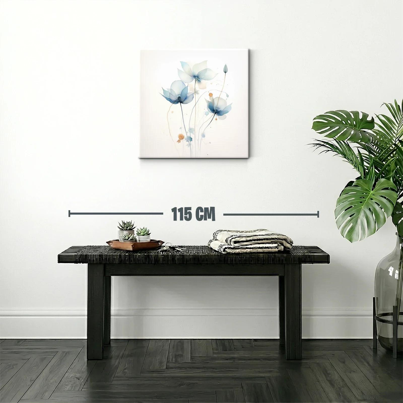 Cuadro floral con tonos suaves en azul y beige — miniatura 2