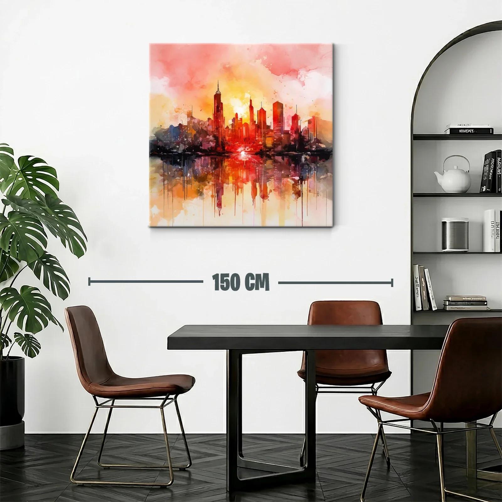 Atardecer vibrante sobre skyline urbano moderno — miniatura 2