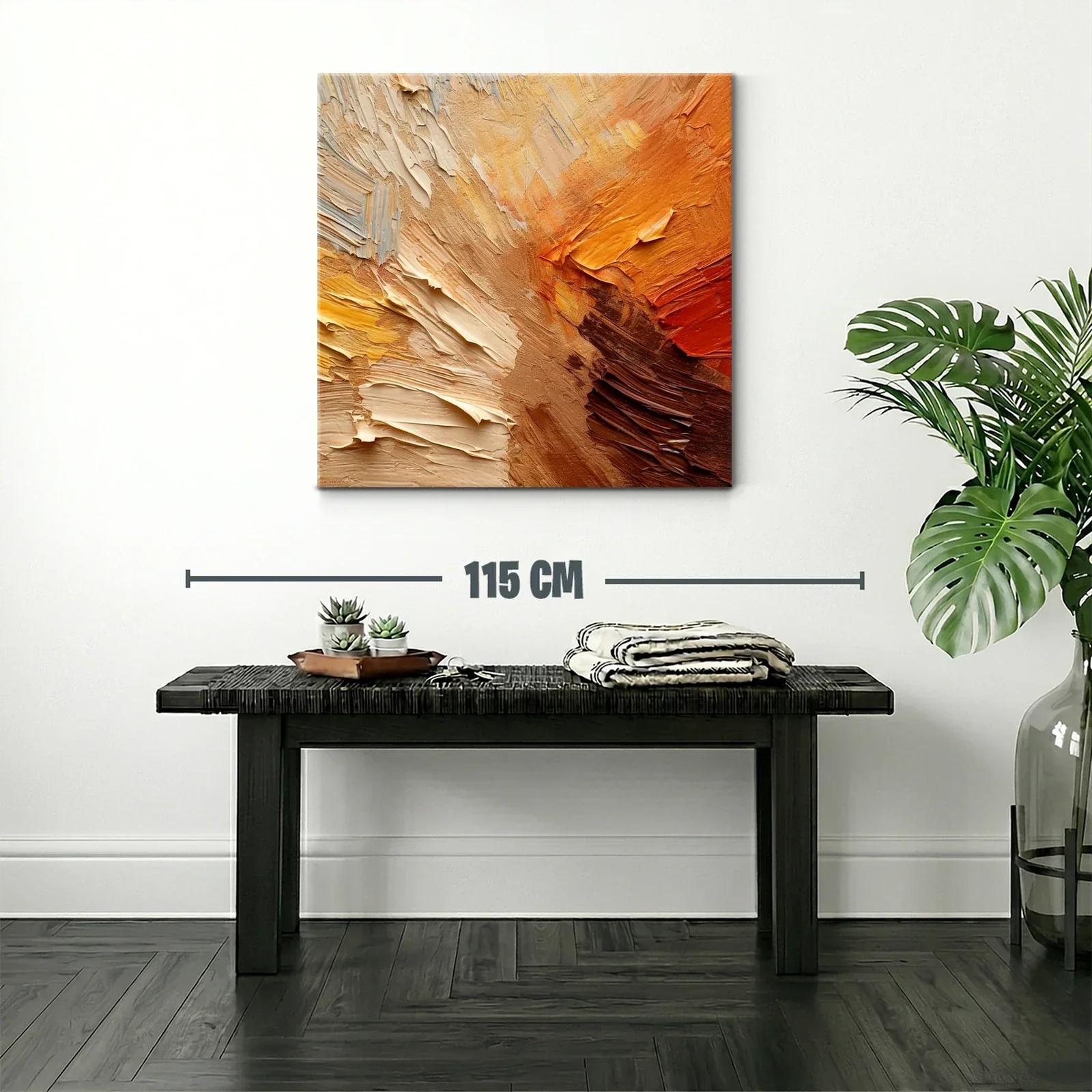 Cuadro abstracto en tonos cálidos tierra y ocres — miniatura 2