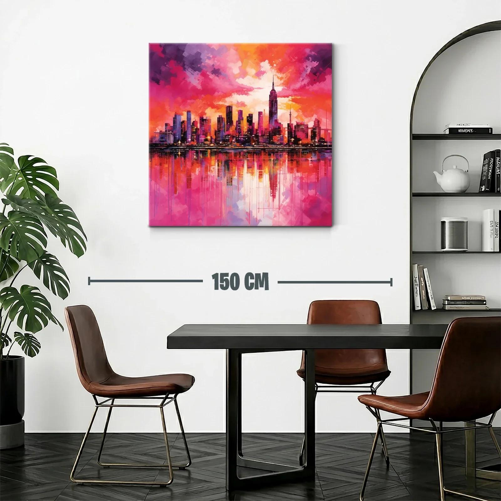 Atardecer vibrante en skyline urbano con reflejos intensos — miniatura 2