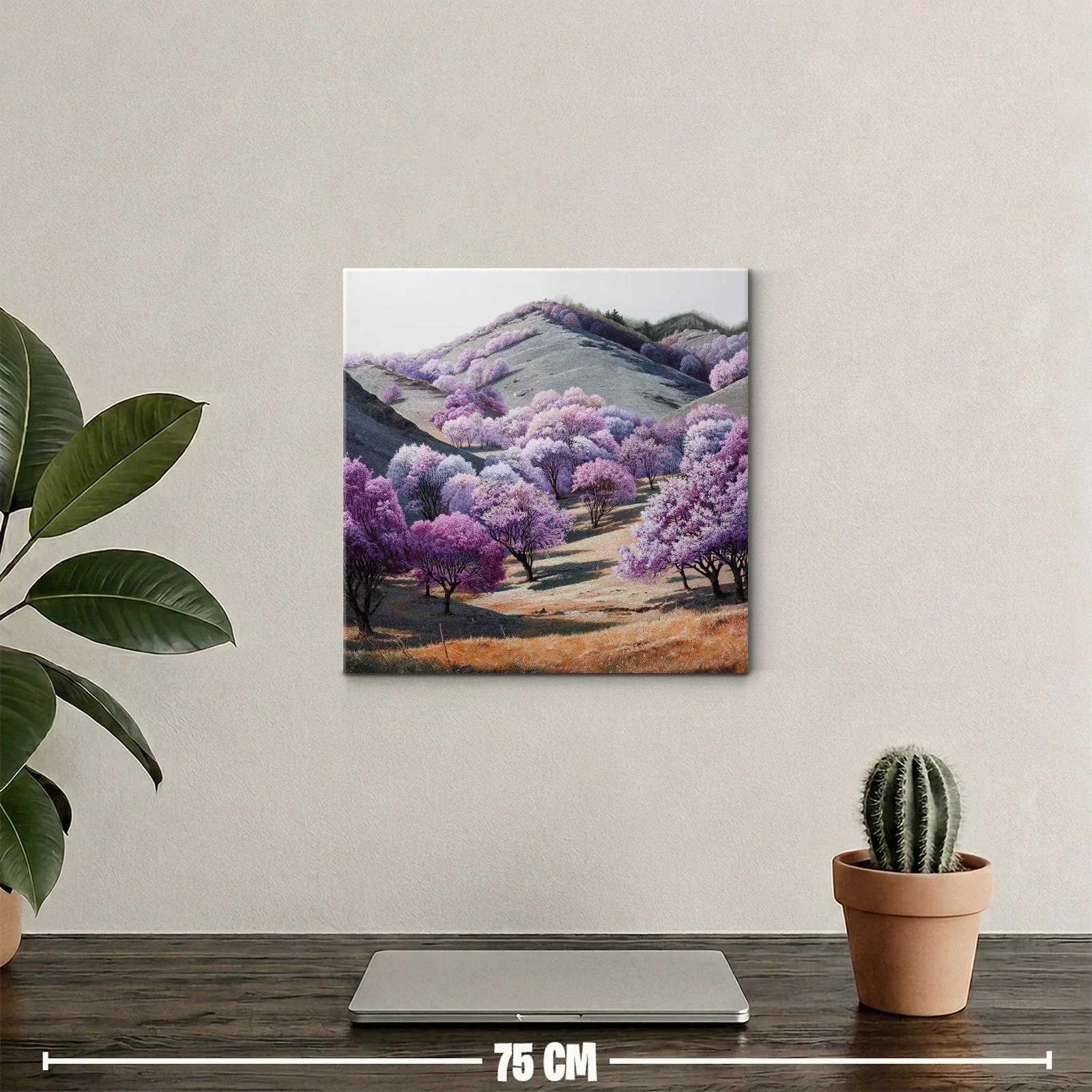 Paisaje sereno con árboles en tonos lila y rosa — miniatura 2