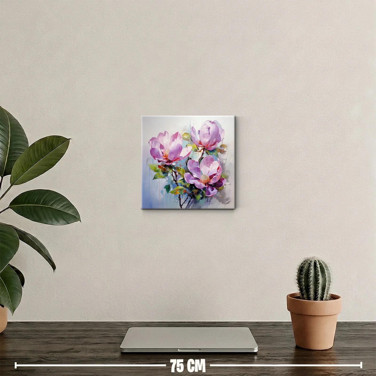 Cuadro decorativo con delicadas flores lilas y verdes — miniatura 2