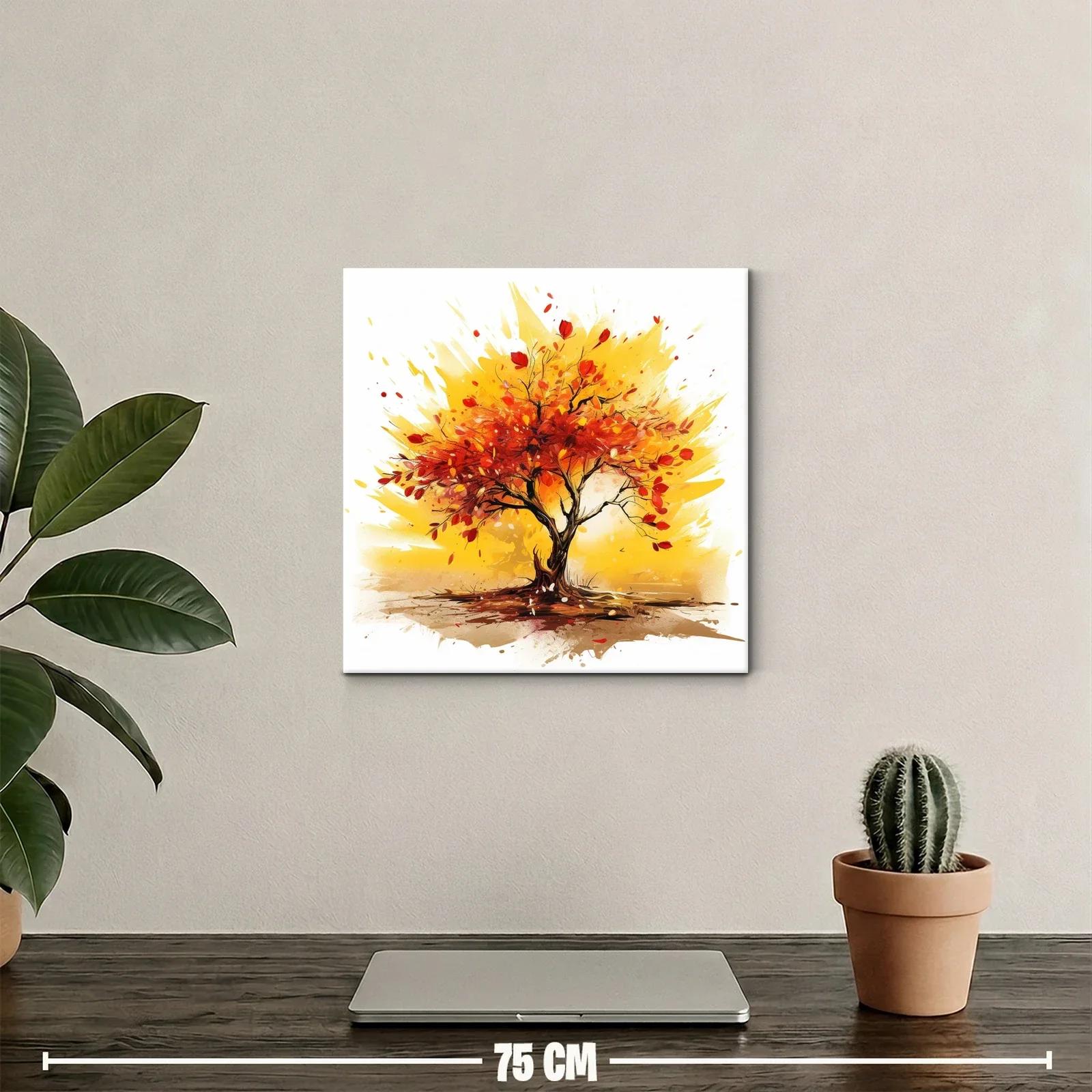 Cuadro vibrante de árbol en tonos cálidos otoñales — miniatura 2