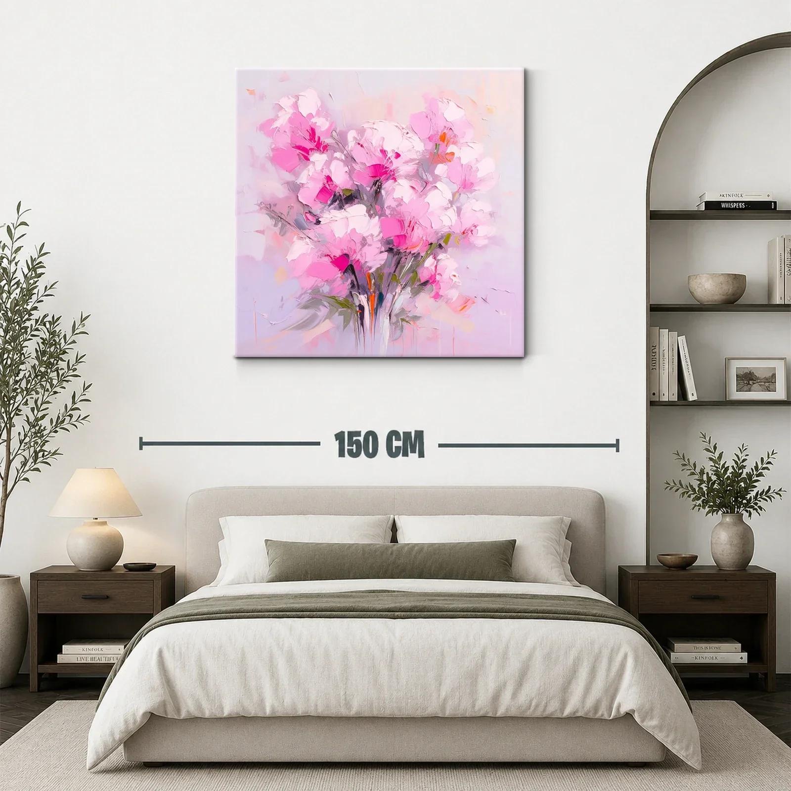 Cuadro floral vibrante en tonos rosas y lilas suaves — miniatura 3