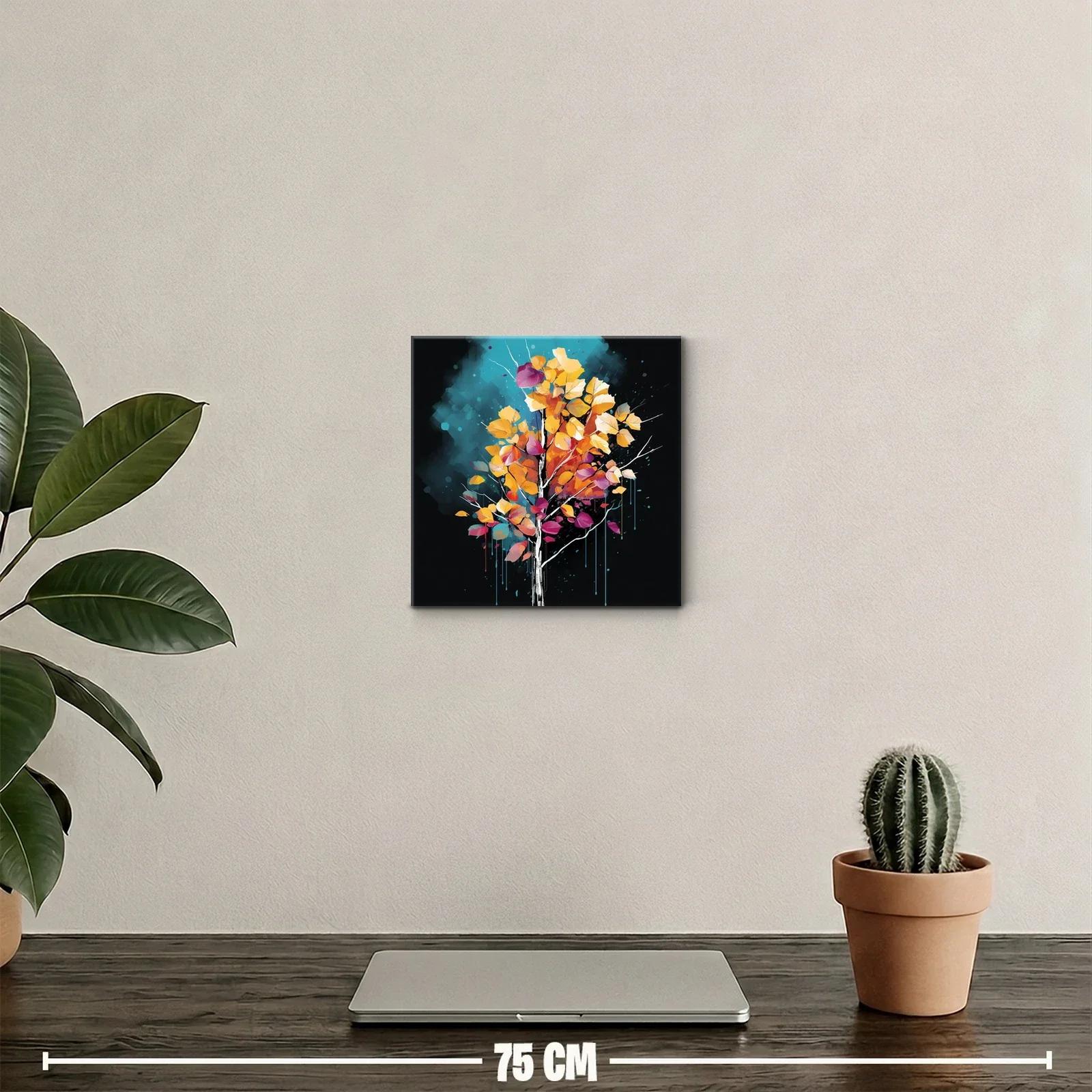 Armonía de otoño con vibrantes hojas en fondo azul oscuro — miniatura 2