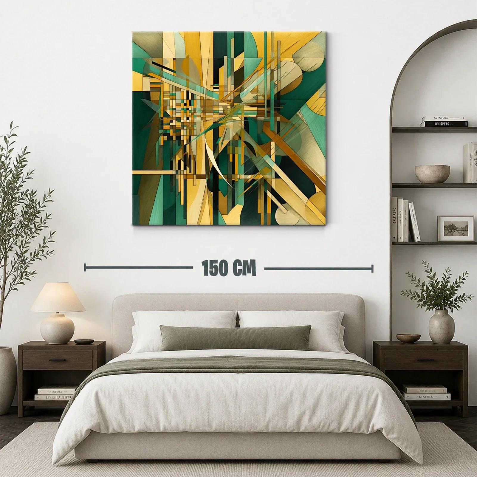 Composición abstracta en tonos verdes y dorados vibrantes — miniatura 3