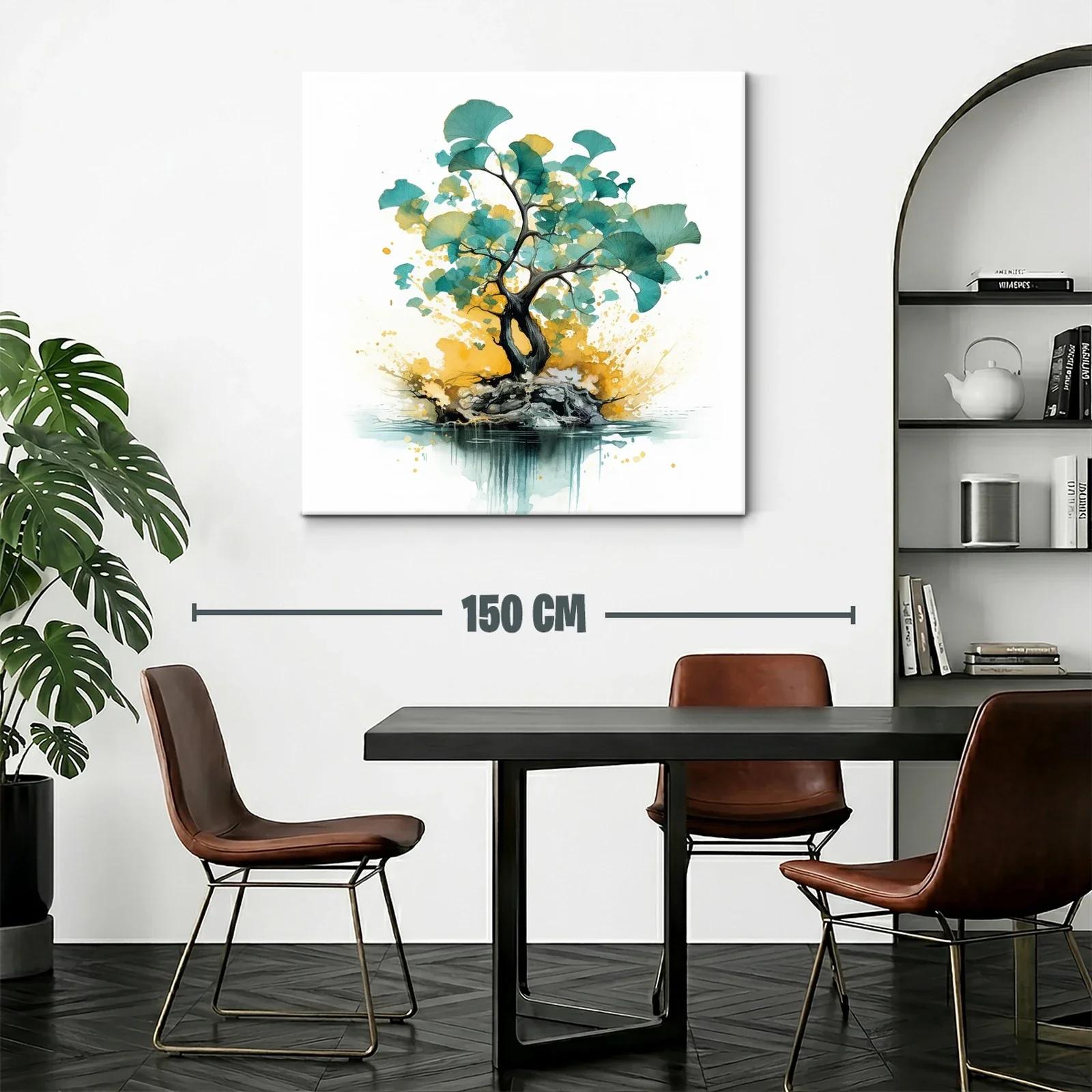 Árbol abstracto con hojas en tonos azules y amarillos — miniatura 2