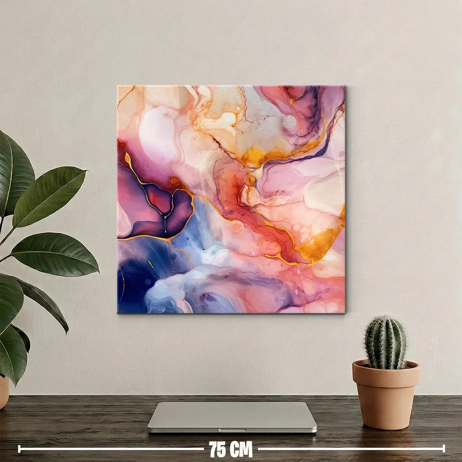 Arte abstracto fluido en tonos cálidos y fríos vibrantes — miniatura 2