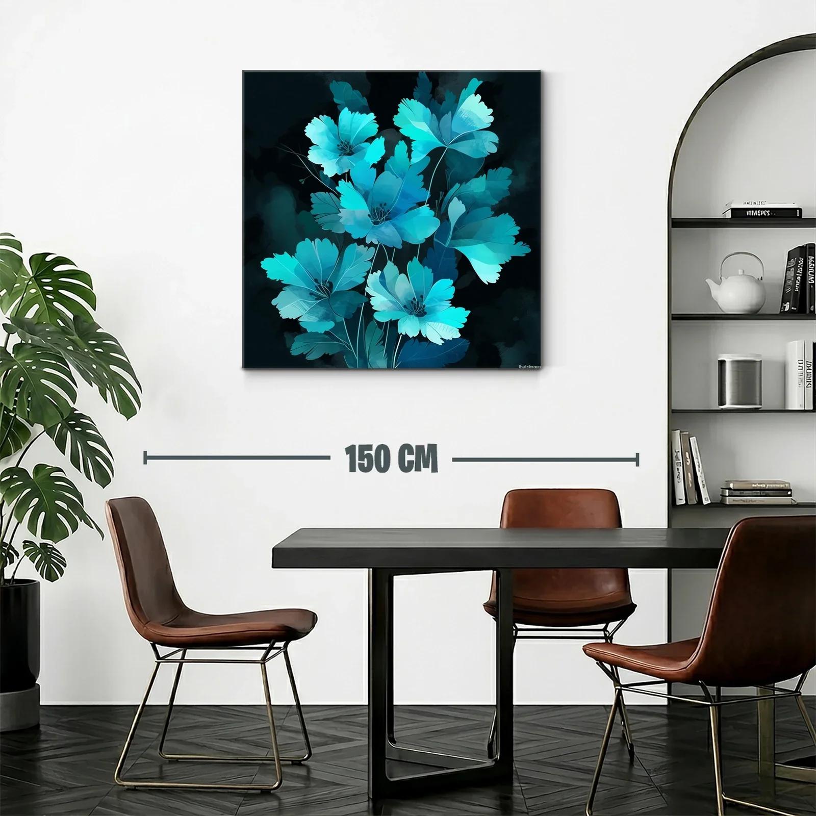 Flores en tonos azules vibrantes con fondo oscuro — miniatura 2