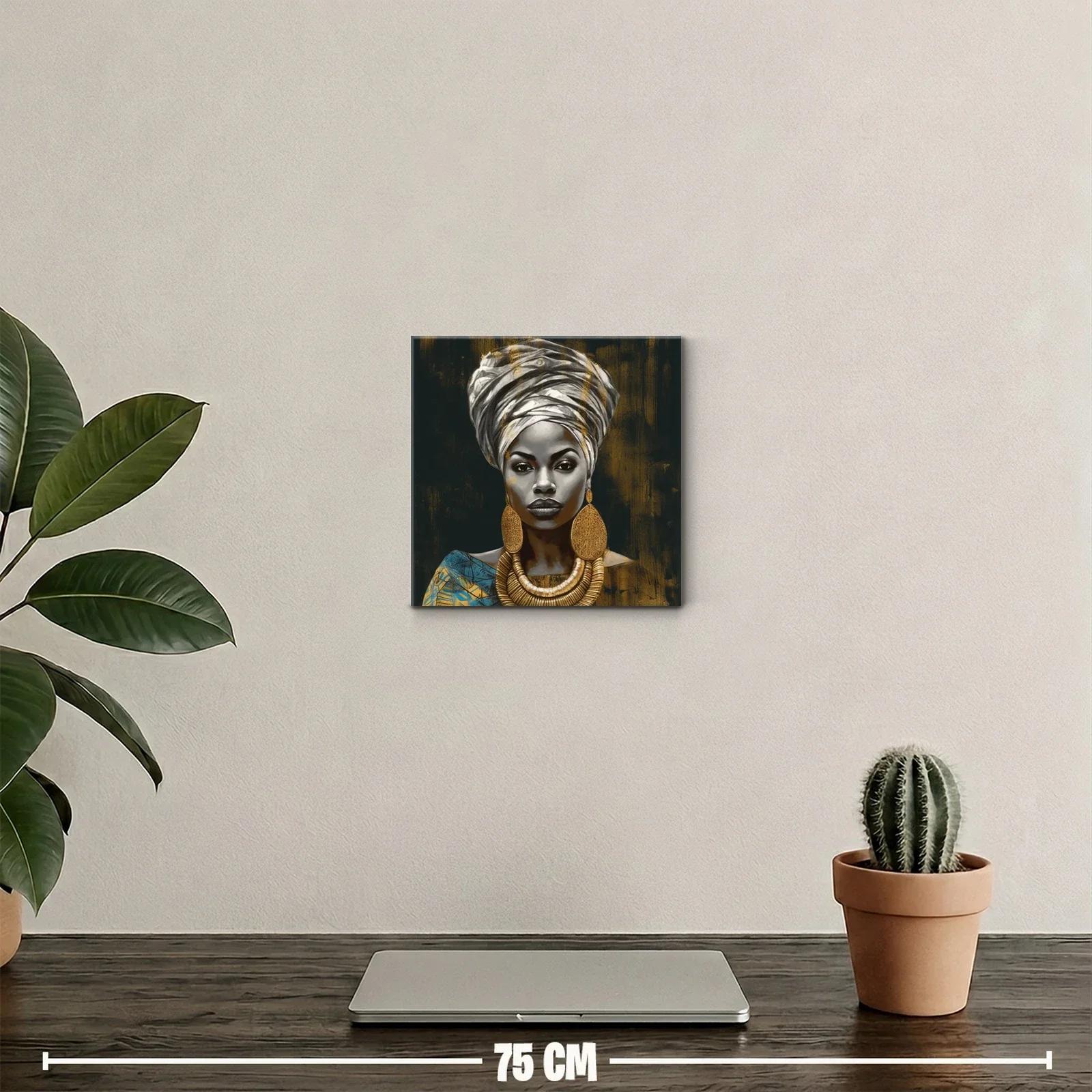 Retrato elegante de mujer con joyas doradas y turbante — miniatura 2