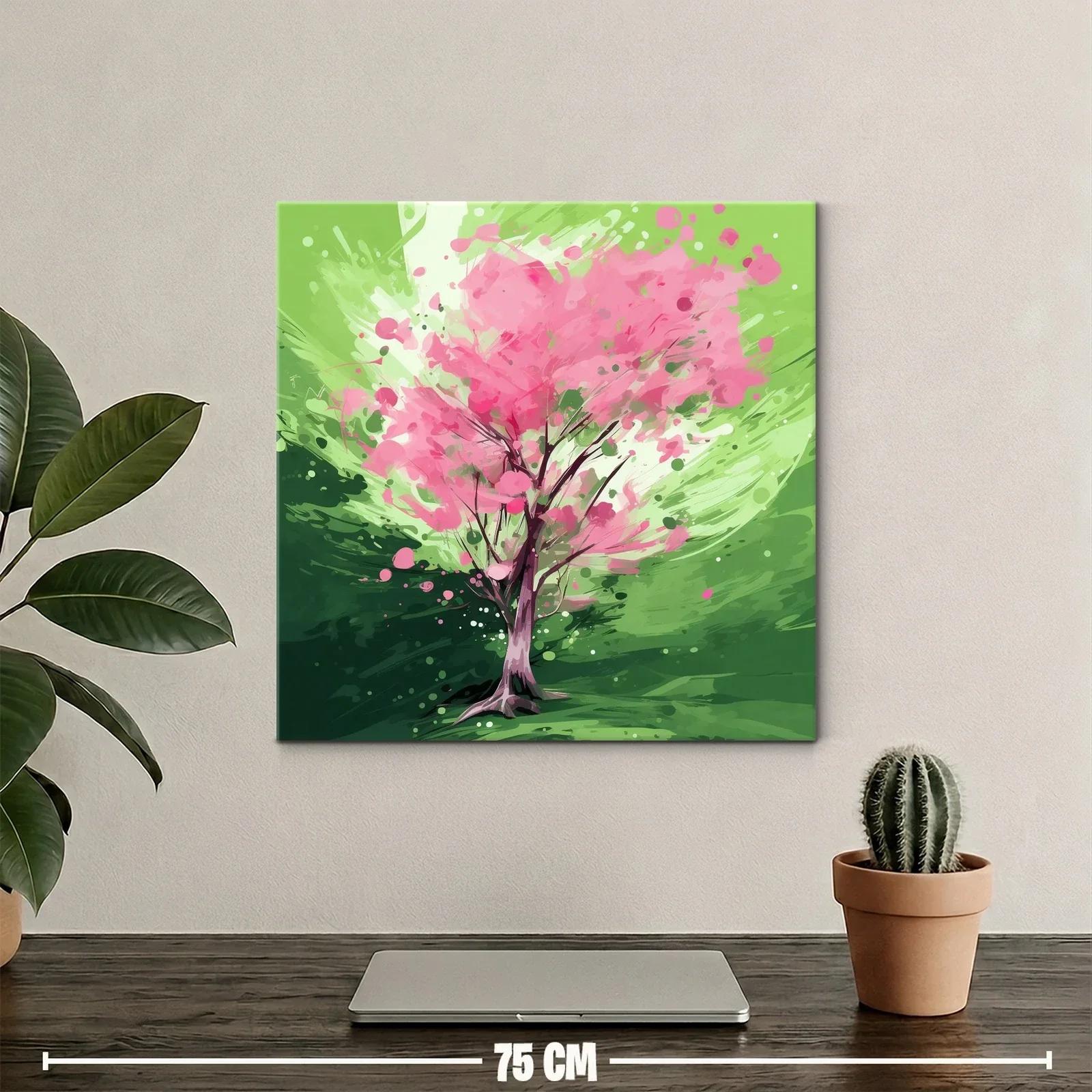 Árbol en flor con vibrantes tonos verdes y rosas — miniatura 2