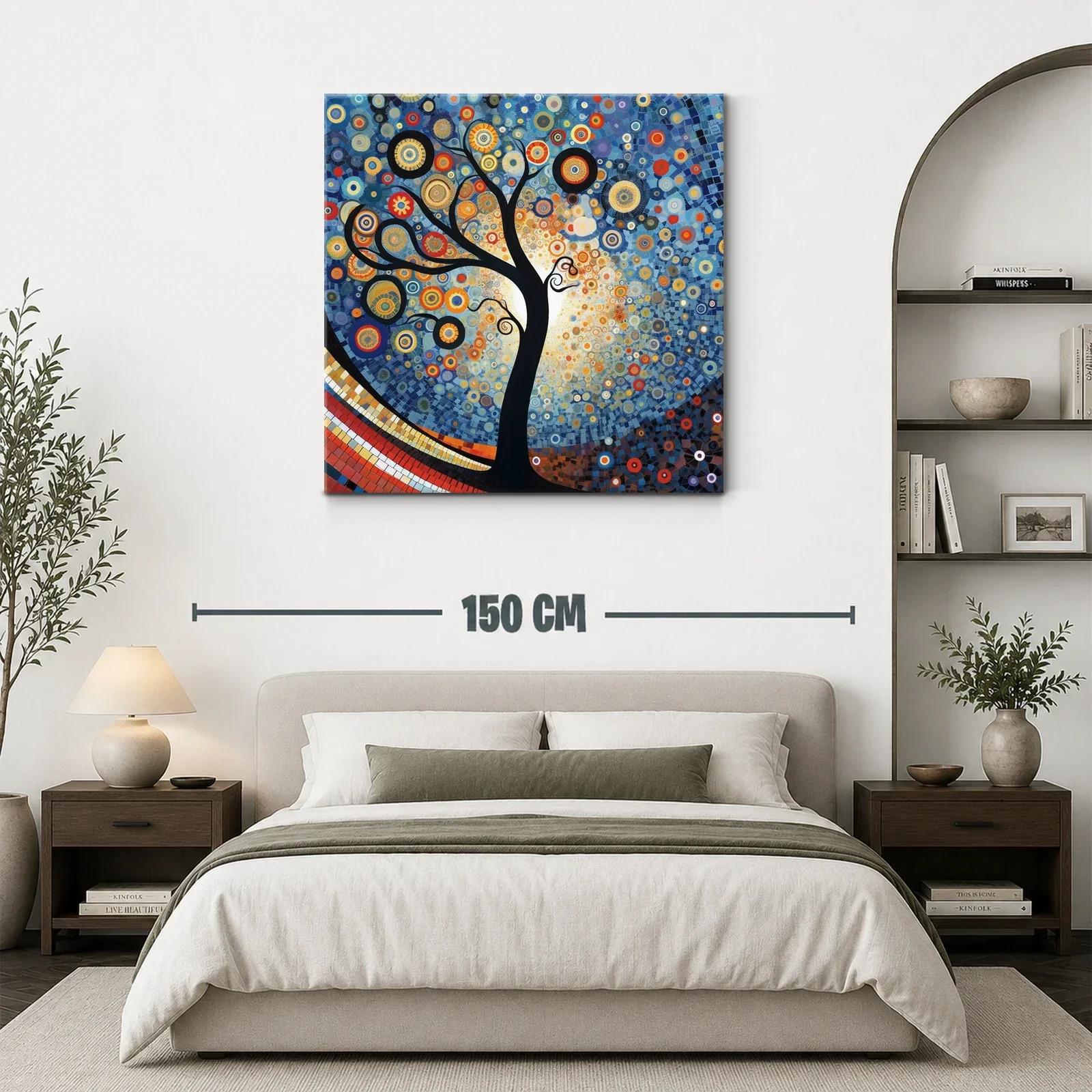 Árbol estilizado con círculos vibrantes y fondo azul — miniatura 3