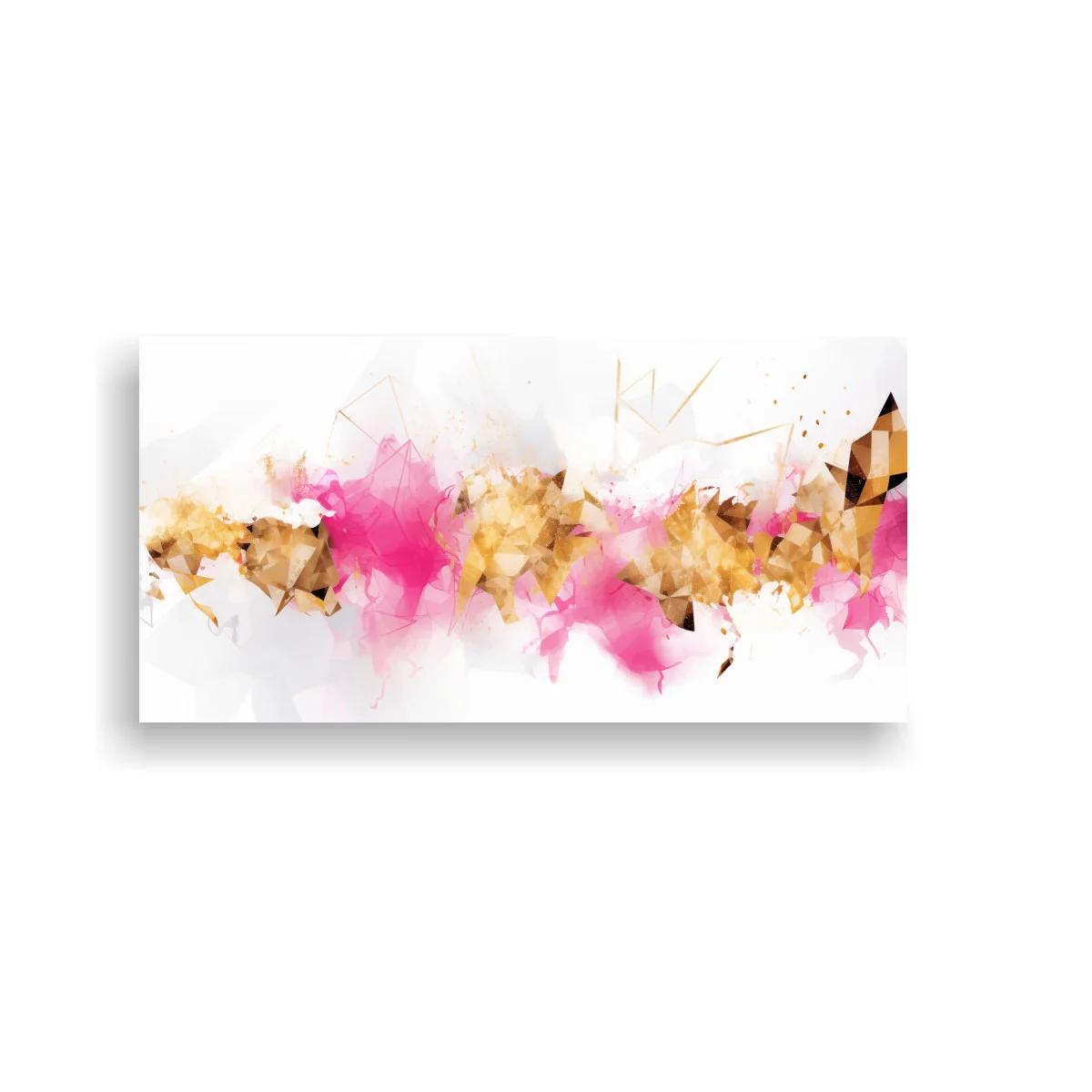 Cuadro mancha abstracta rosa y dorada con franja horizontal — imagen principal
