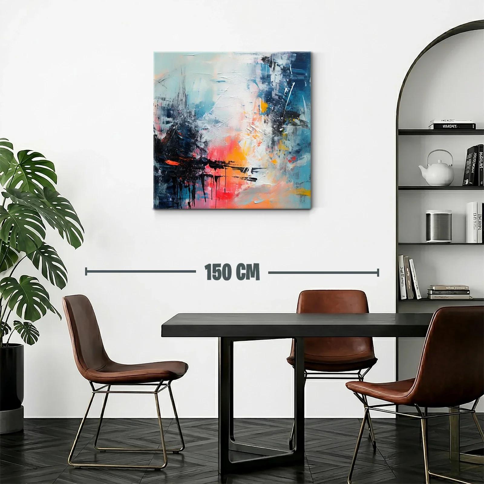 Arte abstracto vibrante con contraste de tonos cálidos y fríos — miniatura 2
