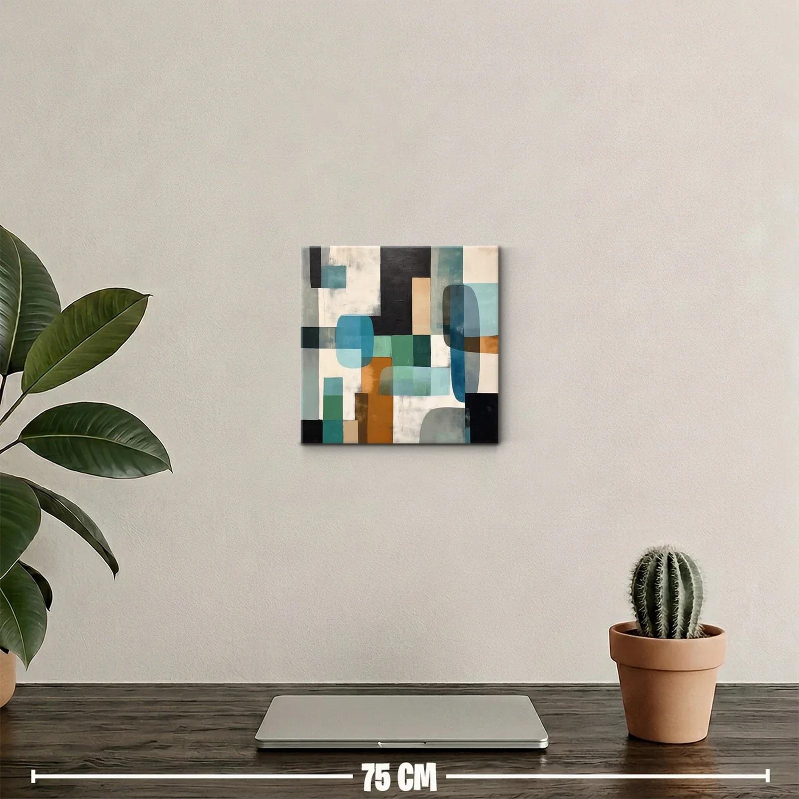 Composición abstracta con formas geométricas y tonos tierra y azules — miniatura 2