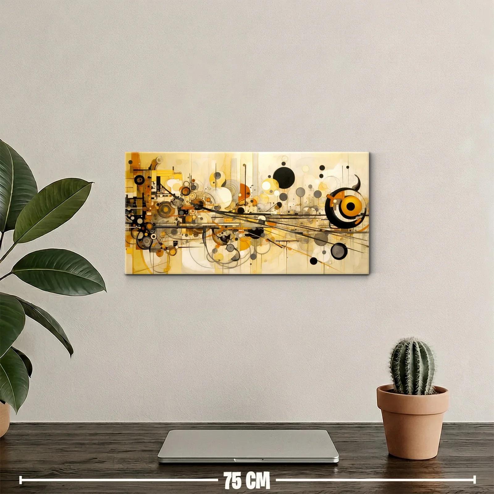 Cuadro composición geométrica abstracta con círculos y líneas cruzadas — miniatura 2