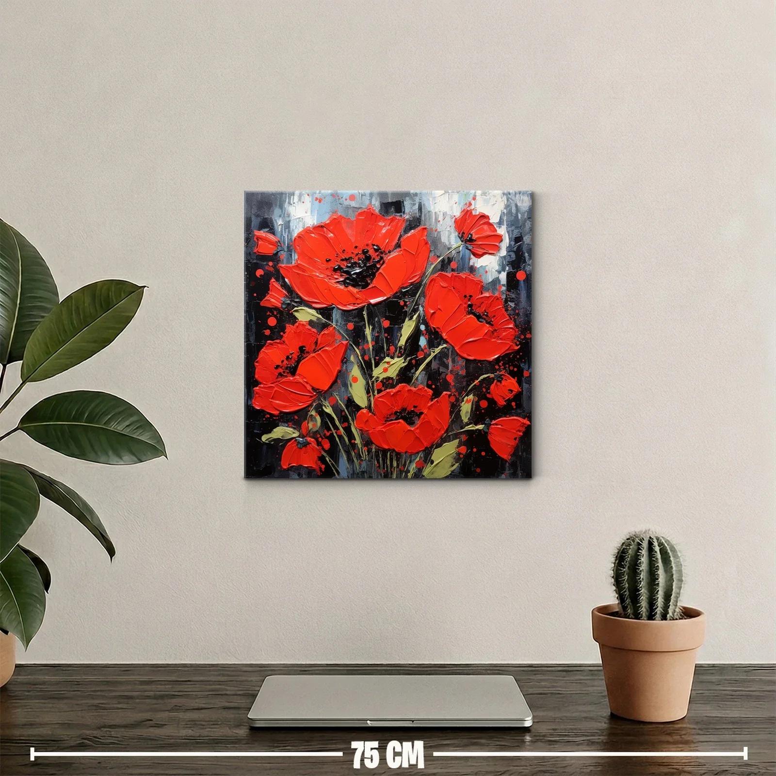 Flores rojas vibrantes sobre fondo oscuro y contrastante — miniatura 2