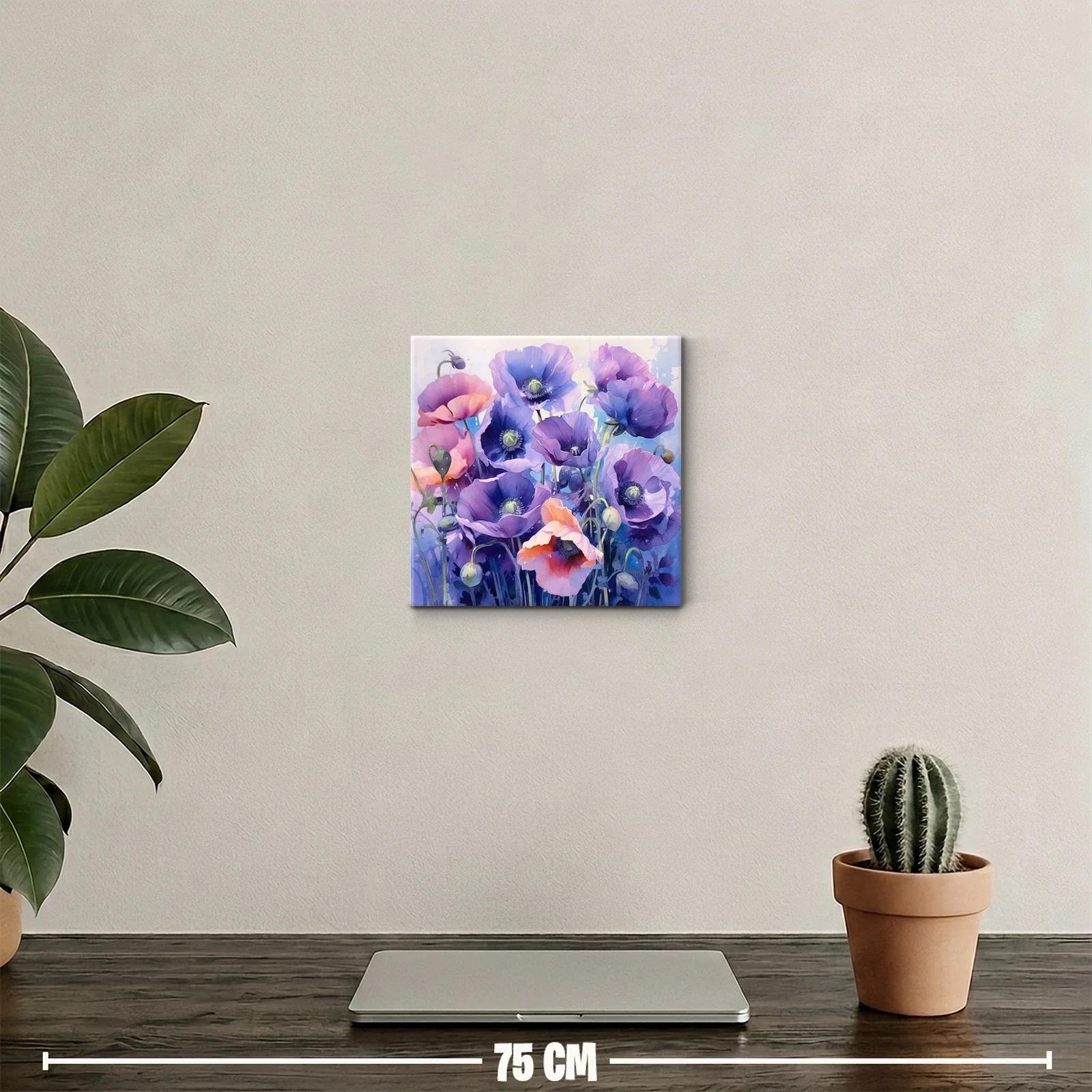 Cuadro con flores en tonos violetas y rosados vibrantes — miniatura 2