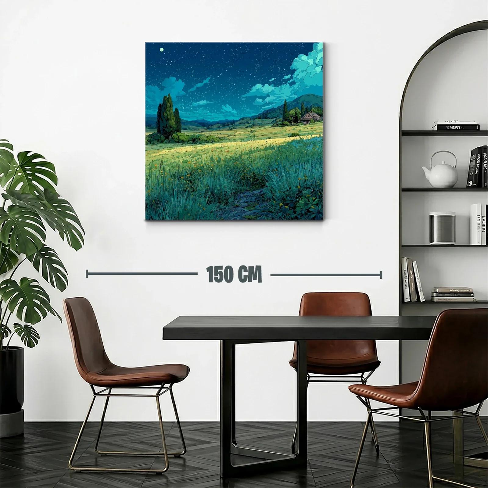 Paisaje nocturno de pradera iluminada por estrellas — miniatura 2