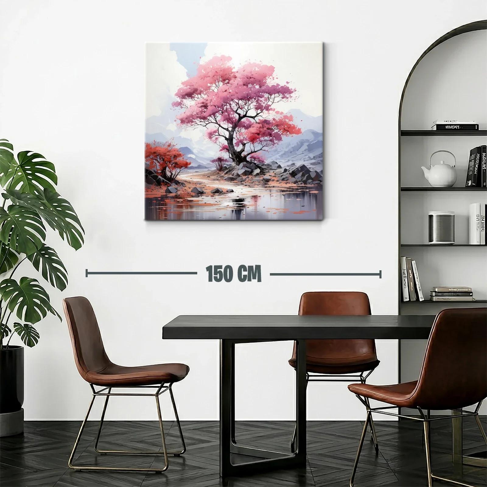 Árbol en flor sobre paisaje sereno y montaña azulada — miniatura 2