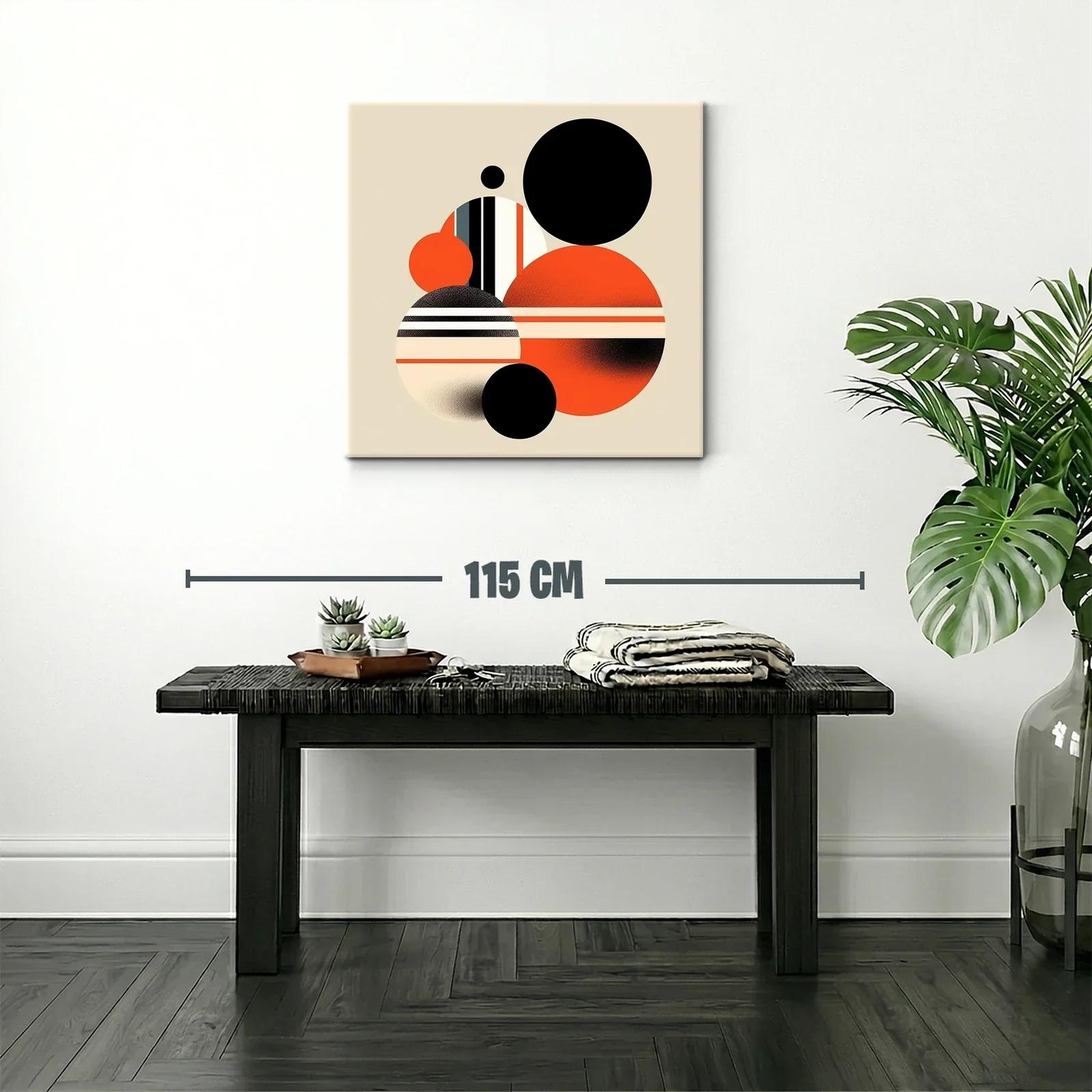 Composición geométrica con círculos en tonos negro y naranja — miniatura 2