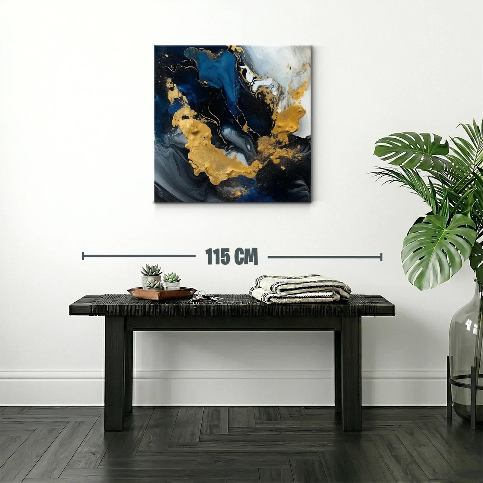 Composición abstracta en tonos azul y dorado brillante — miniatura 2